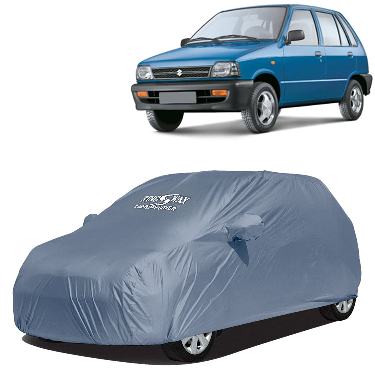 800 Car Body Cover Dustproof with Mirror Pockets for (Year 2000 to 2014), Compatible with Maruti Suzuki 800 Car Cover, Comes with Bird Poop, Scratch, UV and Paint Protection, Grey Matty