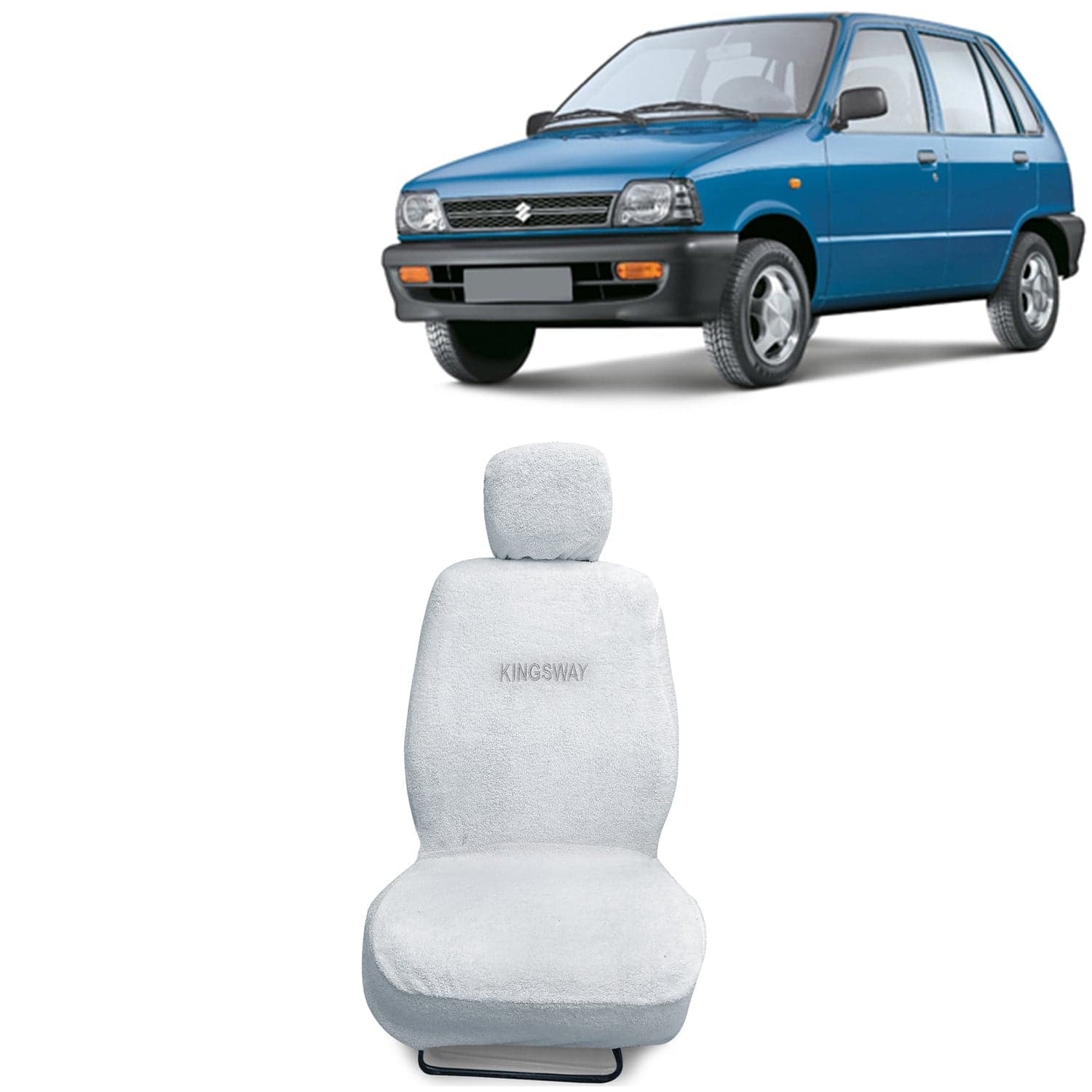 800 Seat Cover for (Year 2000 to 2014) All Model, Towel Fabric Car Seat Covers Compatible with Maruti Suzuki 800, Complete Set (Car Specific Front + Rear Seat Covers), White Color