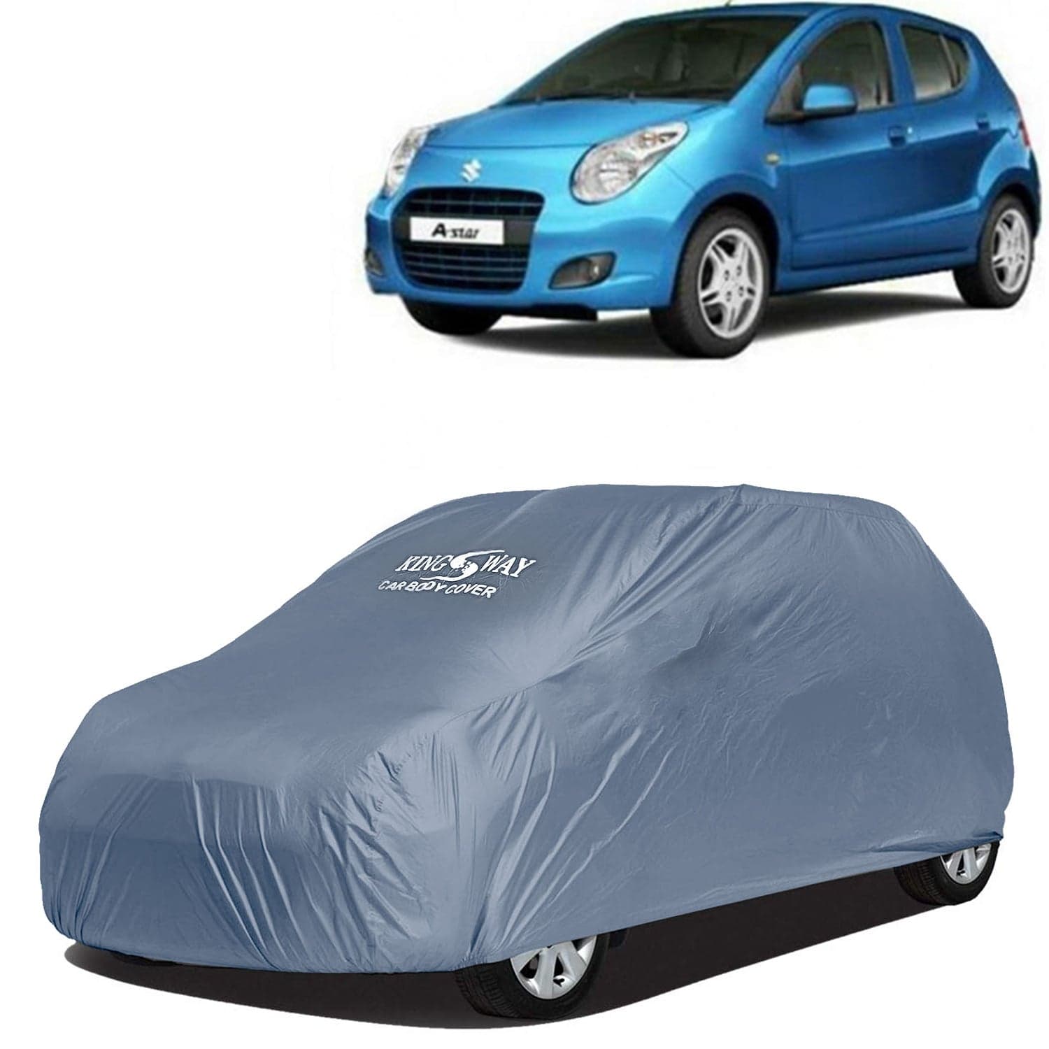 A Star Car Body Cover Dustproof for (Year 2008 to 2013) All Model, Compatible with Maruti Suzuki A Star Car Cover, Comes with Bird Droppings, Scratch, UV and Paint Protection, Grey Matty