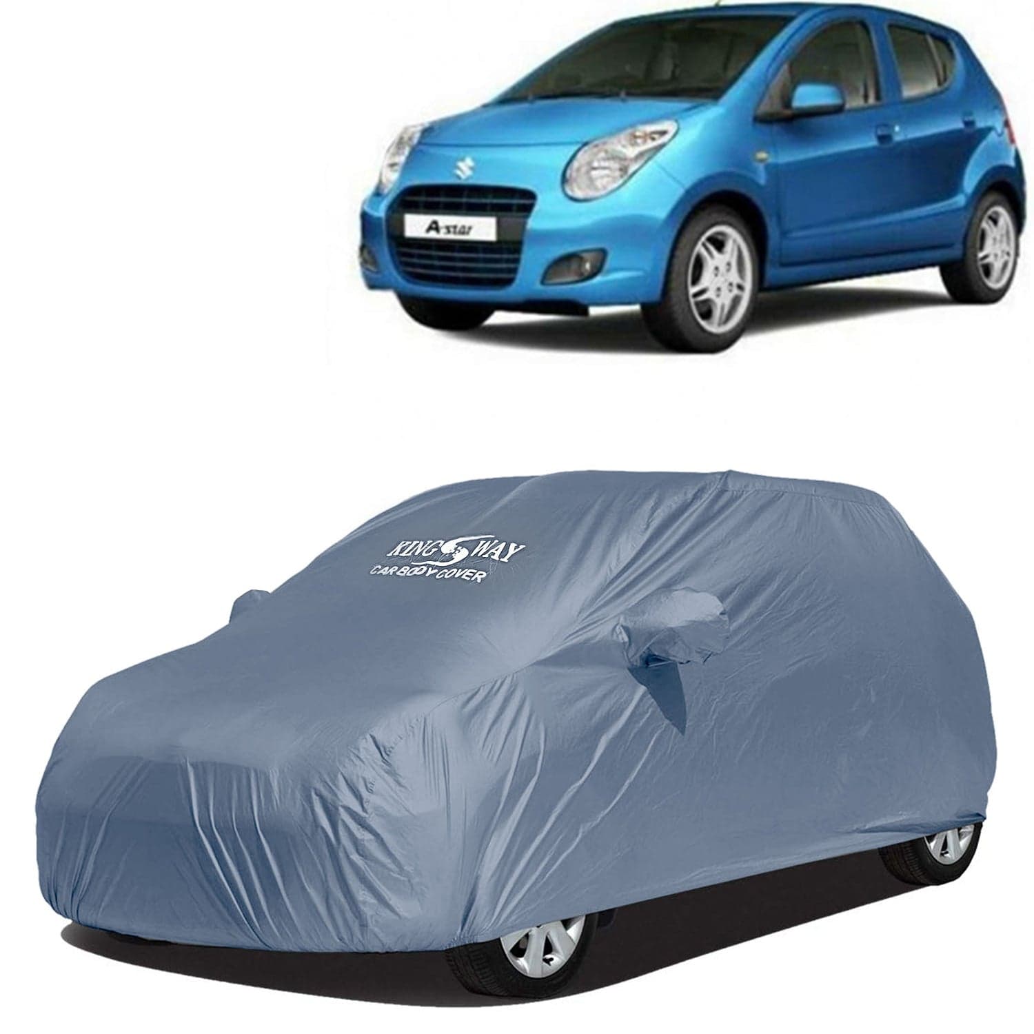 A Star Car Body Cover Dustproof with Mirror Pockets for (Year 2008 to 2013), Compatible with Maruti Suzuki A Star Car Cover, Comes with Bird Poop, Scratch and UV Protection, Grey Matty
