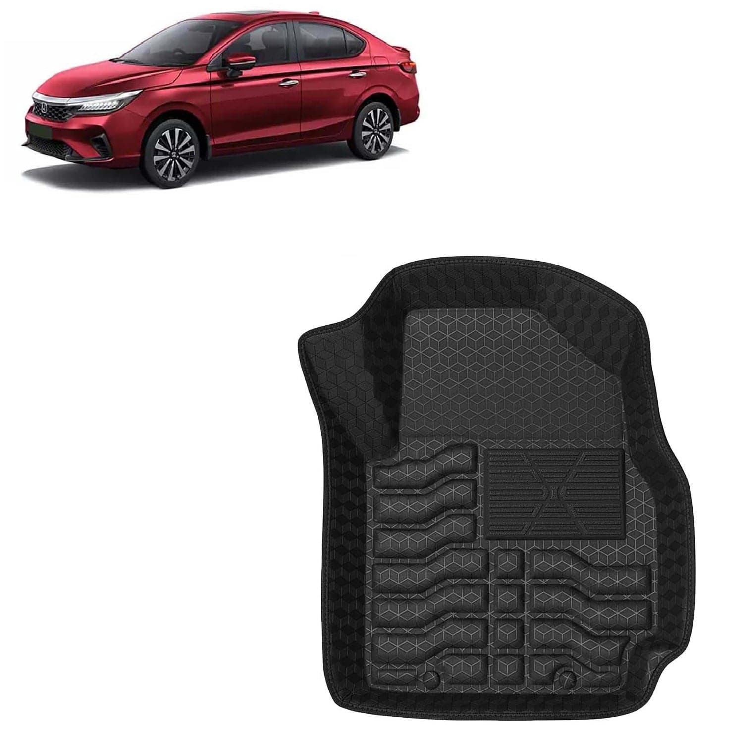 Accessories Premium 4.5D Car Floor Mats Only Compatible with Honda City (Manual Transmission) Year 2023 to 2026, 3 Pcs, 100% Waterproof Tray Shape PVC Foot Mats | Black | 1 Year Warranty