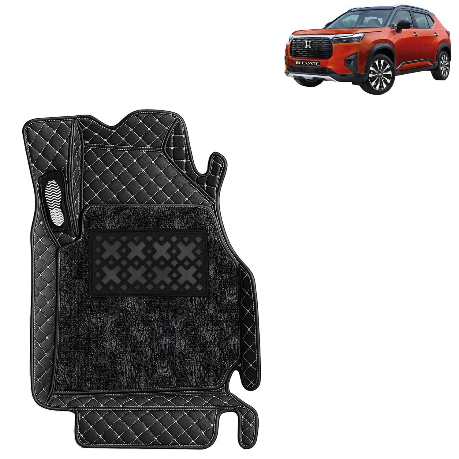 Accessories Premium 7D Car Floor Mats Only Compatible with Honda Elevate (Automatic Transmission) Year 2023 Onwards, Set of 3 Pcs, 100% Waterproof & Washable 7D Car Foot Mats, Classic Black