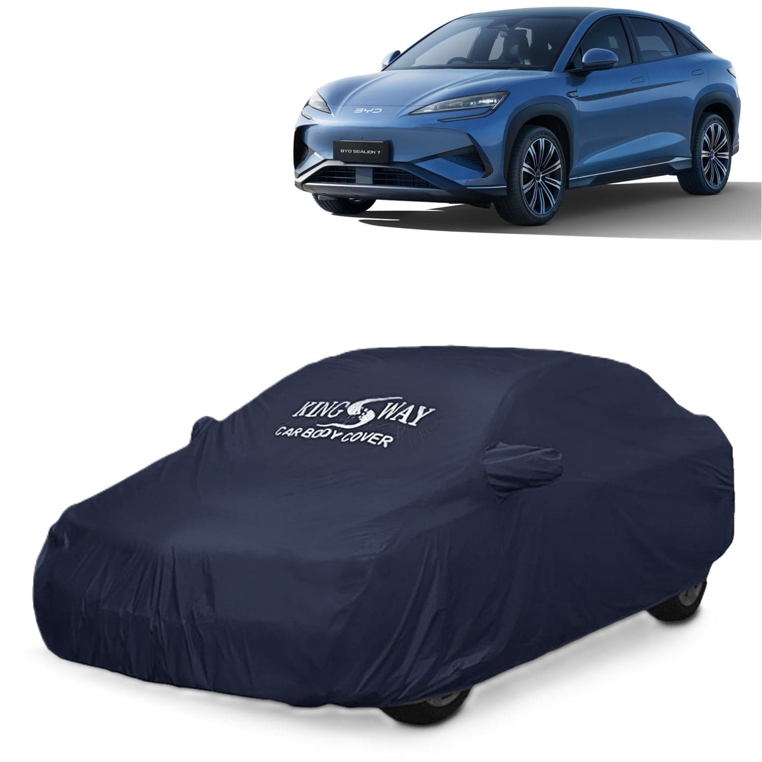Accessories Waterproof Car Cover Only Compatible with BYD Sealion 7 Year 2025 Onwards, Mirror Pockets, All Weather, Bird Poop, Scratch and UV Protection Car Body Cover, Grey