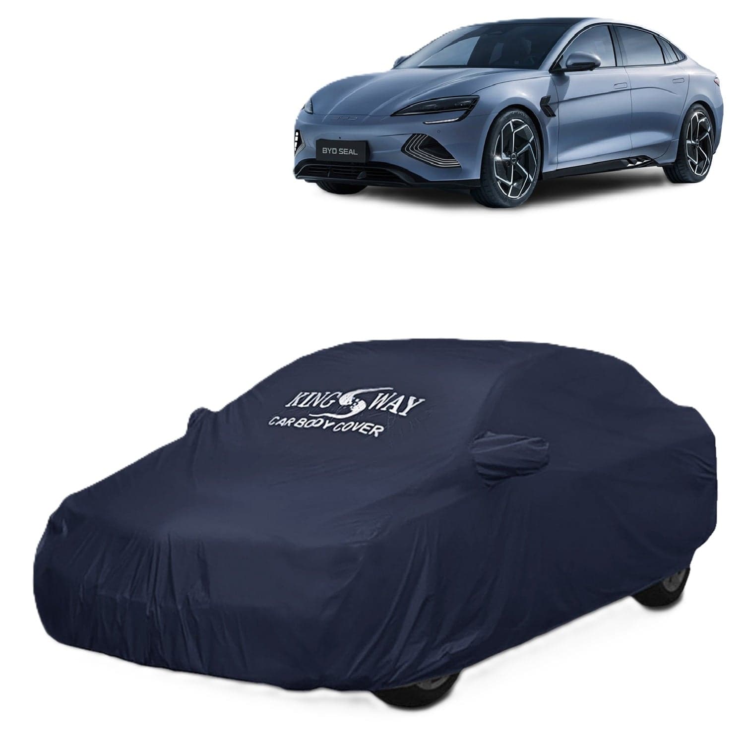 Accessories Waterproof Car Cover Only Compatible with BYD Seal Year 2024 Onwards, Mirror Pockets, All Weather, Bird Poop, Scratch and UV Protection Car Body Cover, Grey