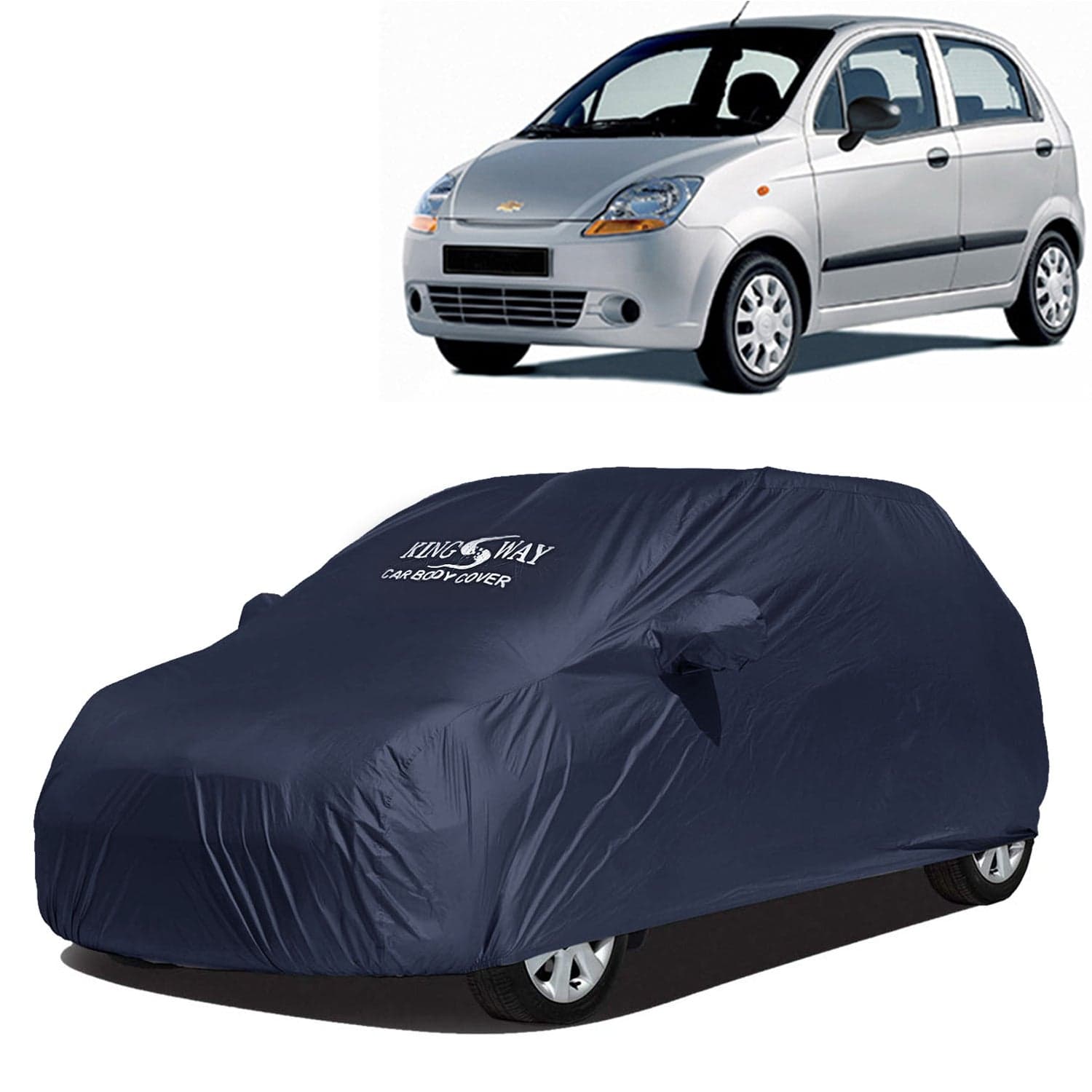 Accessories Waterproof Car Cover Only Compatible with Chevrolet Spark Year 2007 to 2016, Mirror Pockets, All Weather, Bird Poop, Scratch and UV Protection Car Body Cover, Grey