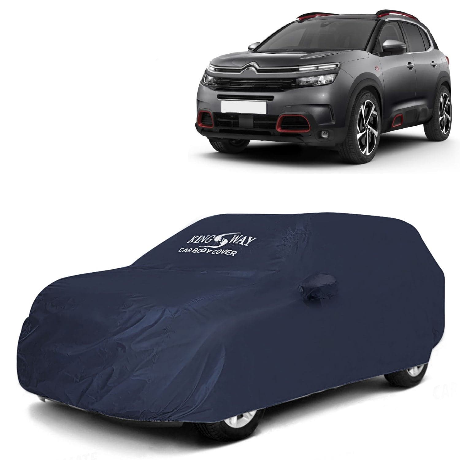 Accessories Waterproof Car Cover Only Compatible with Citroen C5 Aircross Year 2021 Onwards, Mirror Pockets, All Weather, Bird Poop, Scratch and UV Protection Car Body Cover, Grey