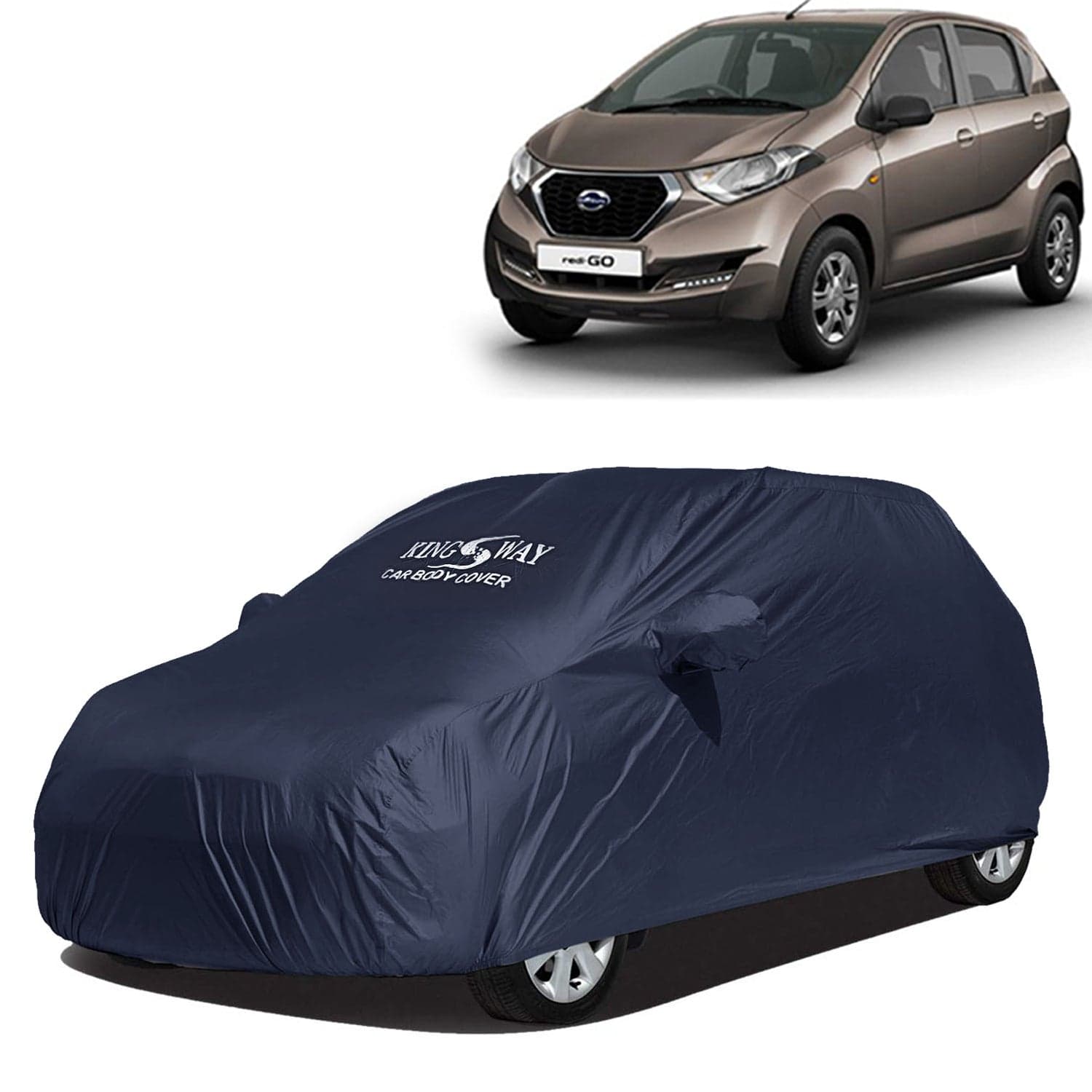 Accessories Waterproof Car Cover Only Compatible with Datsun Redi Go Year 2016 to 2022, Mirror Pockets, All Weather, Bird Poop, Scratch and UV Protection Car Body Cover, Grey
