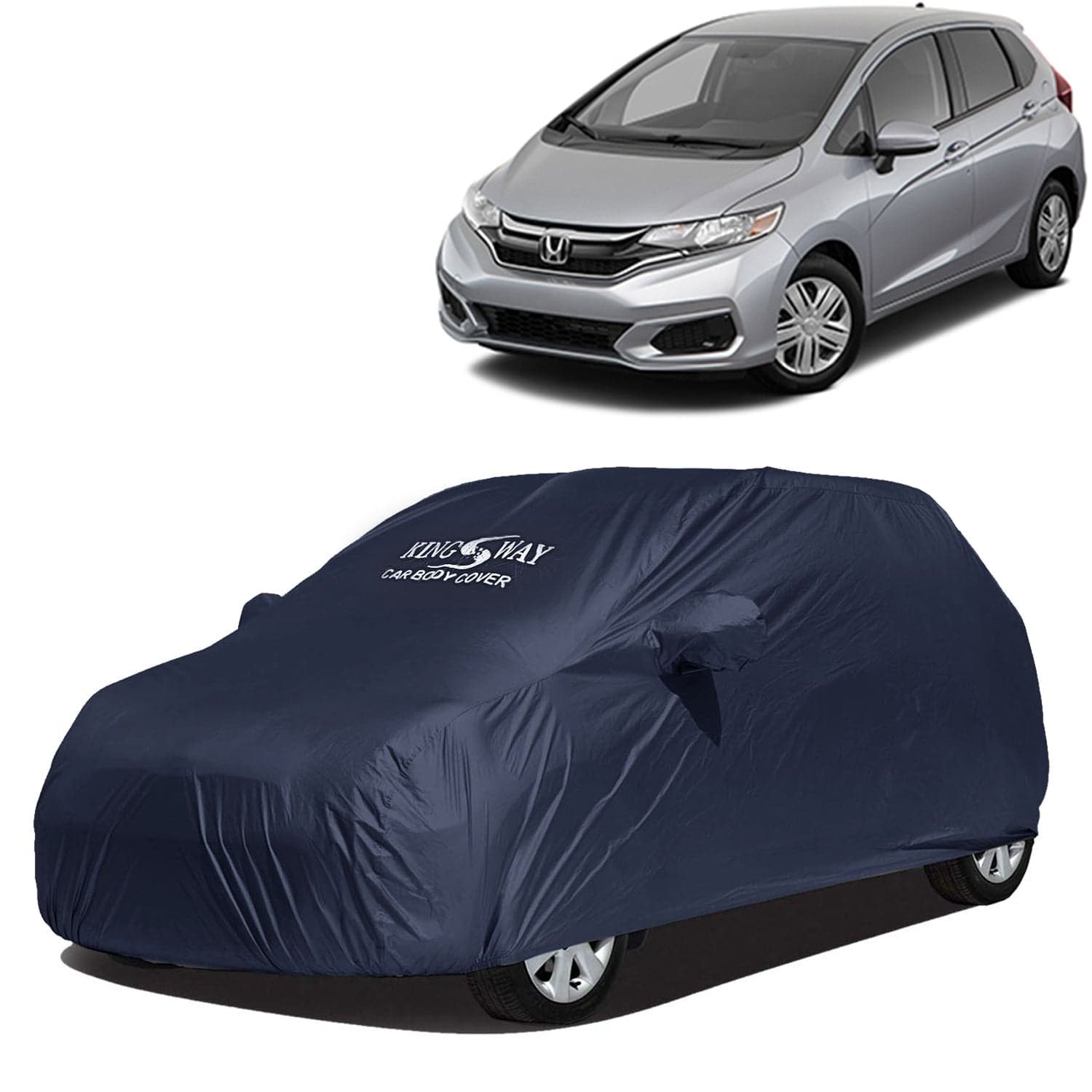 Accessories Waterproof Car Cover Only Compatible with Honda Jazz Year 2018 to 2023, Mirror Pockets, All Weather, Bird Poop, Scratch and UV Protection Car Body Cover, Grey
