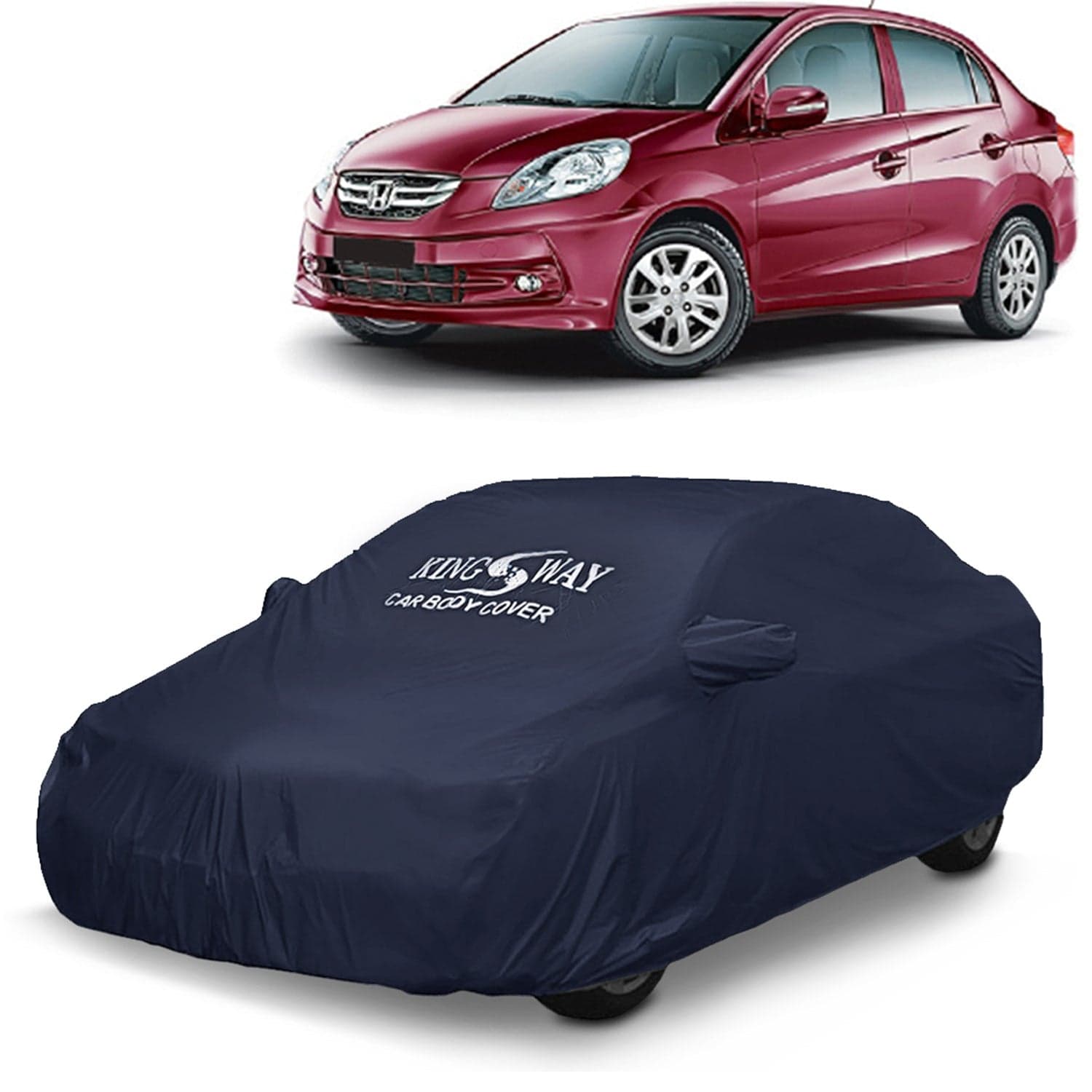 Accessories Waterproof Car Cover Only Compatible with Honda Amaze Year 2013 to 2018, Mirror Pockets, All Weather, Bird Poop, Scratch and UV Protection Car Body Cover, Grey