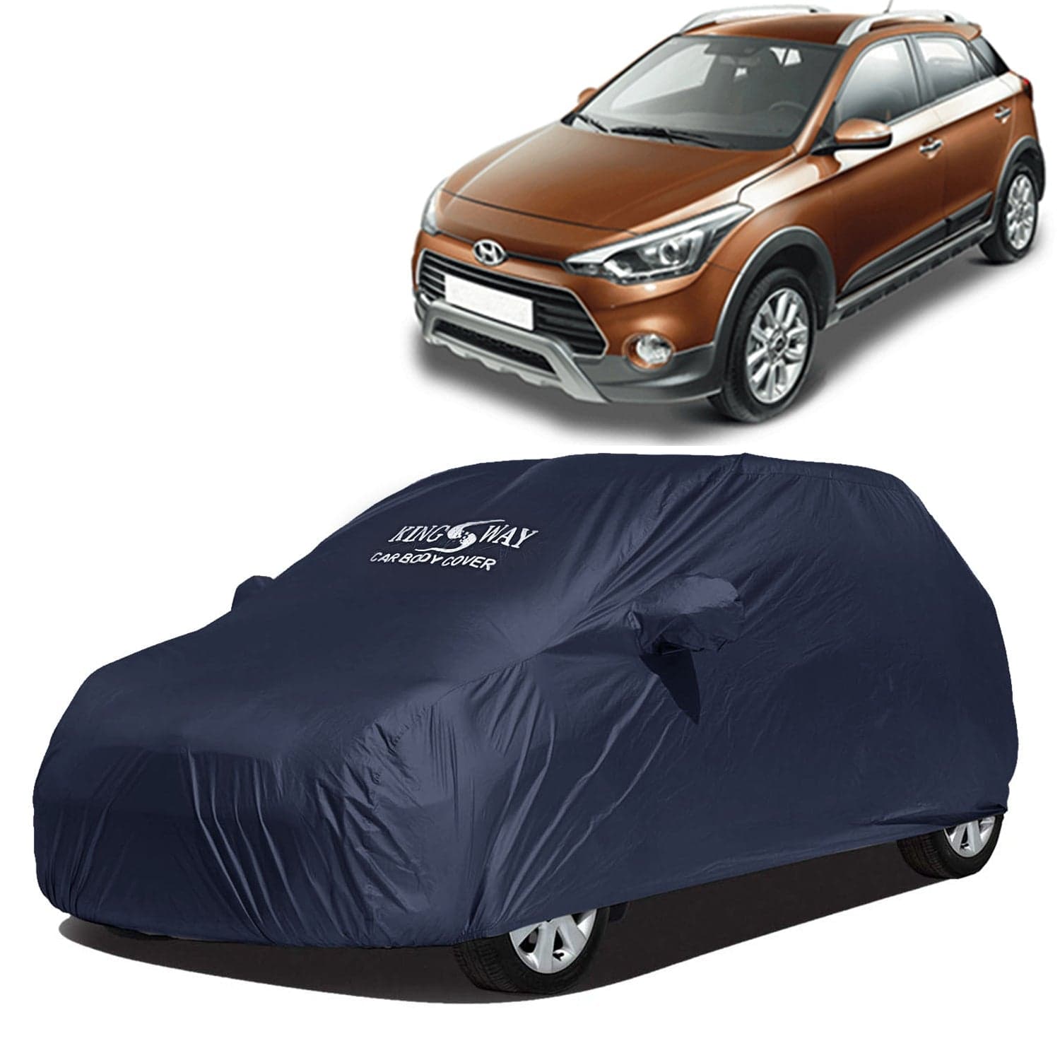 Accessories Waterproof Car Cover Only Compatible with Hyundai I20 Active Year 2015 to 2020, Mirror Pockets, All Weather, Bird Poop, Scratch and UV Protection Car Body Cover, Grey