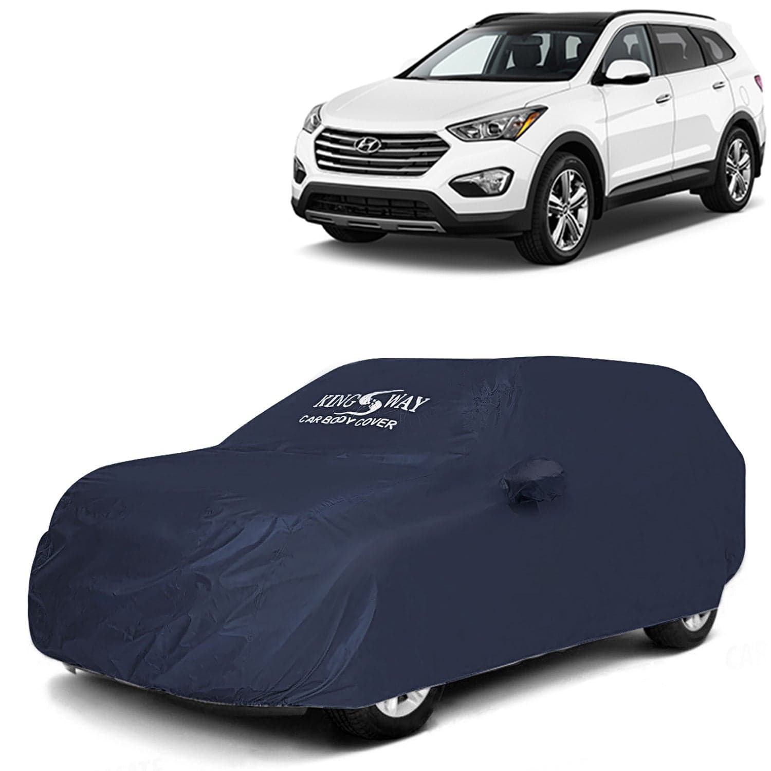 Accessories Waterproof Car Cover Only Compatible with Hyundai Santa Fe Year 2017 to 2020, Mirror Pockets, All Weather, Bird Poop, Scratch and UV Protection Car Body Cover, Grey