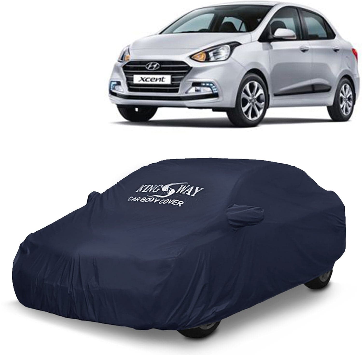 Accessories Waterproof Car Cover Only Compatible with Hyundai Xcent Year 2017 to 2020, Mirror Pockets, All Weather, Bird Poop, Scratch and UV Protection Car Body Cover, Grey