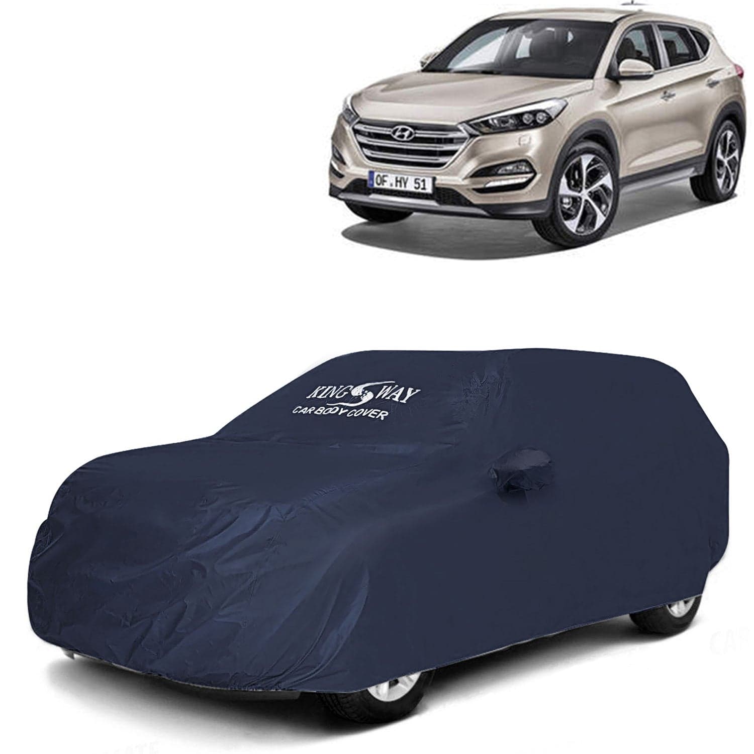 Accessories Waterproof Car Cover Only Compatible with Hyundai Tucson Year 2009 to 2015, Mirror Pockets, All Weather, Bird Poop, Scratch and UV Protection Car Body Cover, Grey