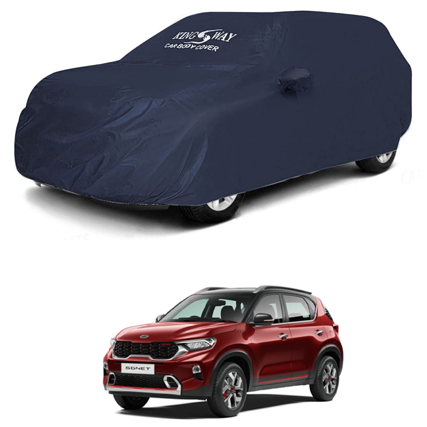 Accessories Waterproof Car Cover Only Compatible with Kia Sonet Year 2020 to 2024, Mirror Pockets, Bird Poop, All Weather, Scratch and UV Protection Car Body Cover, Grey