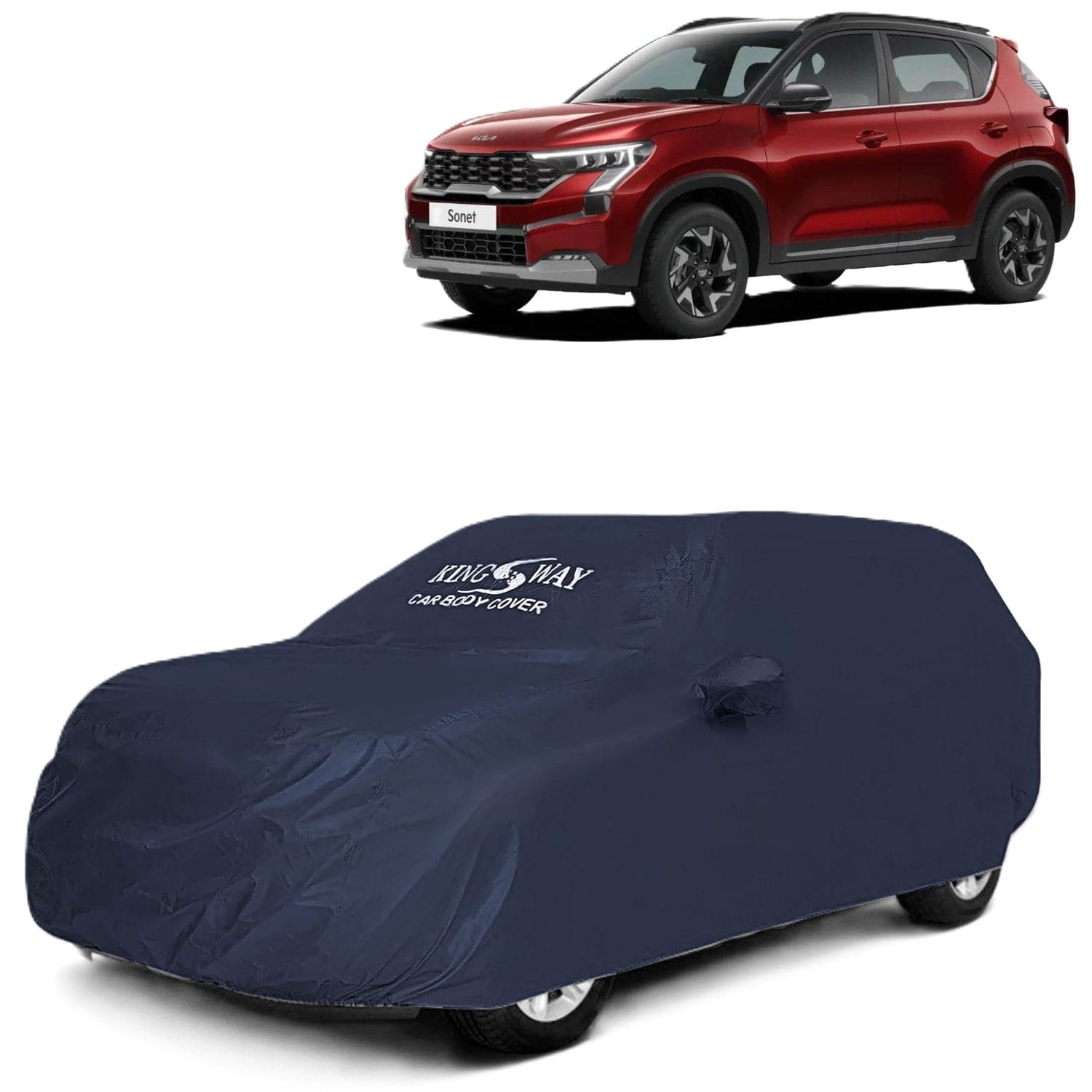 Accessories Waterproof Car Cover Only Compatible with Kia Sonet Year 2024 Onwards, Mirror Pockets, All Weather, Bird Poop, Scratch and UV Protection Car Body Cover, Grey
