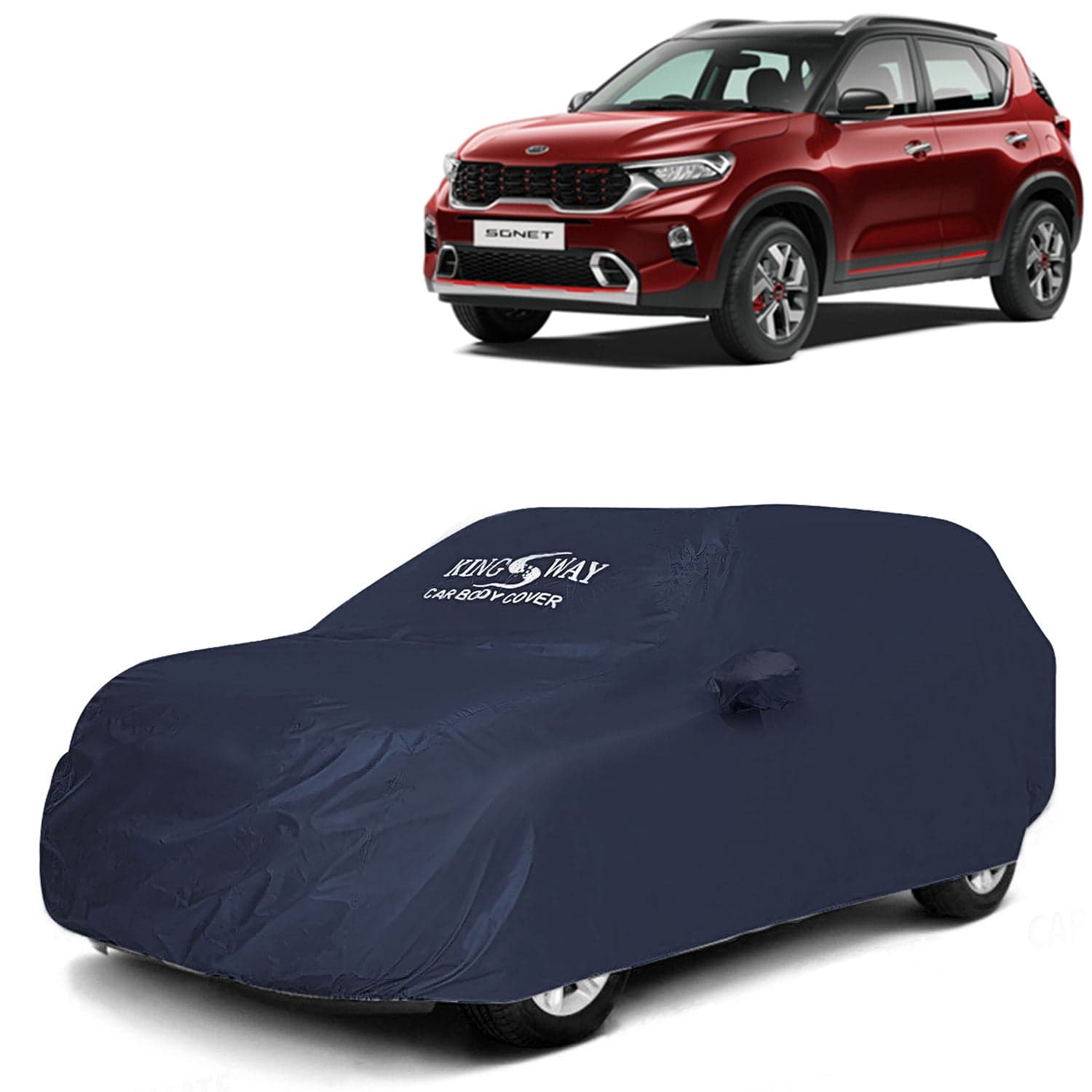 Accessories Waterproof Car Cover Only Compatible with Kia Sonet Year 2020 to 2024, Mirror Pockets, All Weather, Bird Poop, Scratch and UV Protection Car Body Cover, Grey