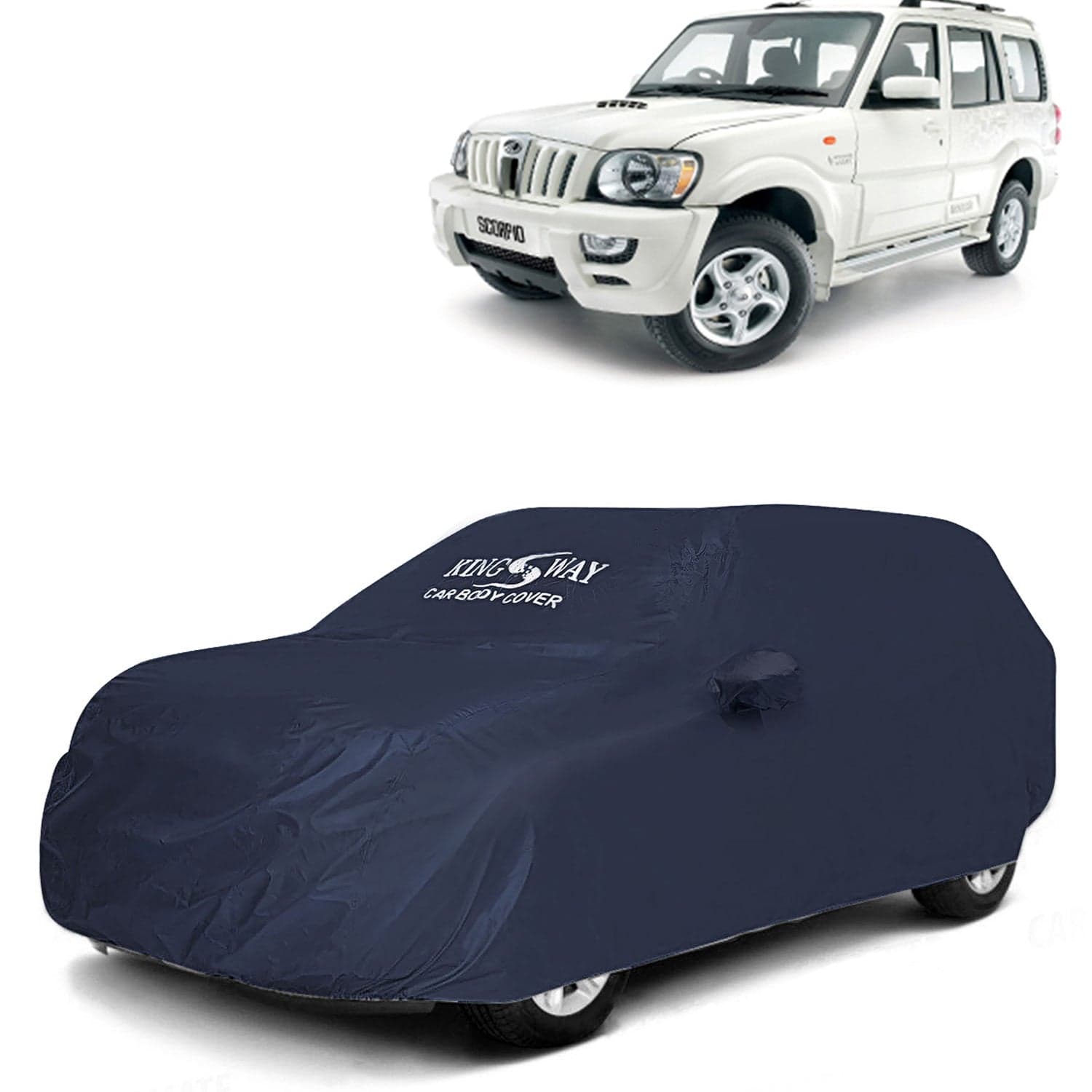 Accessories Waterproof Car Cover Only Compatible with Mahindra Scorpio Year 2006 to 2014, Mirror Pockets, All Weather, Bird Poop, Scratch and UV Protection Car Body Cover, Grey