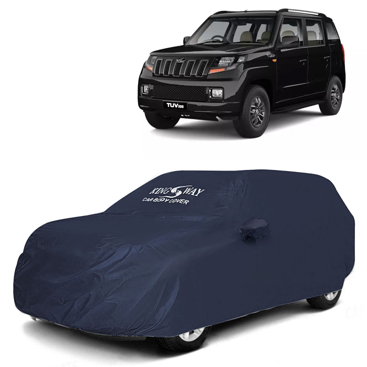 Accessories Waterproof Car Cover Only Compatible with Mahindra TUV 300 Year 2015 to 2020, Mirror Pockets, All Weather, Bird Poop, Scratch and UV Protection Car Body Cover, Grey