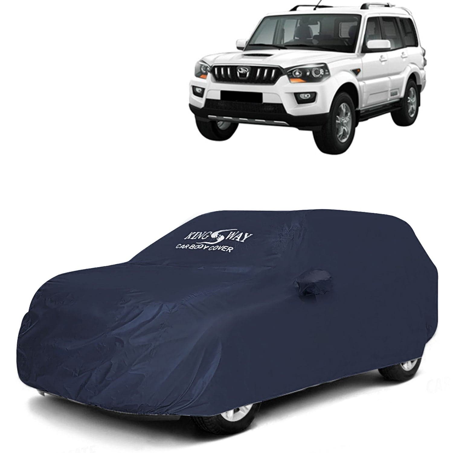 Accessories Waterproof Car Cover Only Compatible with Mahindra Scorpio Year 2014 to 2018, Mirror Pockets, All Weather, Bird Poop, Scratch and UV Protection Car Body Cover, Grey