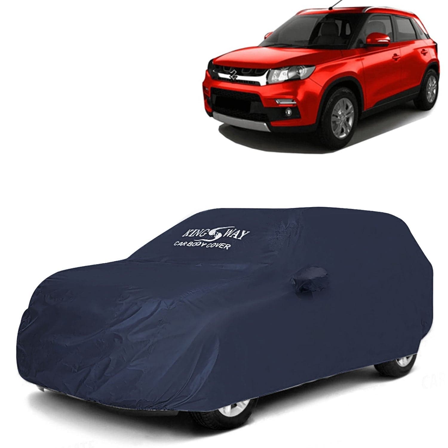 Accessories Waterproof Car Cover Only Compatible with Maruti Suzuki Vitara Brezza Year 2016 to 2019, Mirror Pockets, All Weather, Bird Poop, Scratch and UV Protection Car Body Cover, Grey