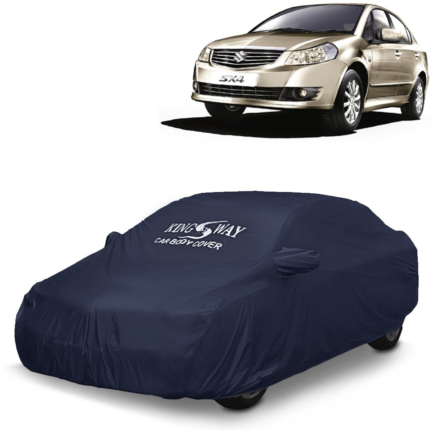Accessories Waterproof Car Cover Only Compatible with Maruti Suzuki SX4 Year 2007 to 2013, Mirror Pockets, All Weather, Bird Poop, Scratch and UV Protection Car Body Cover, Grey