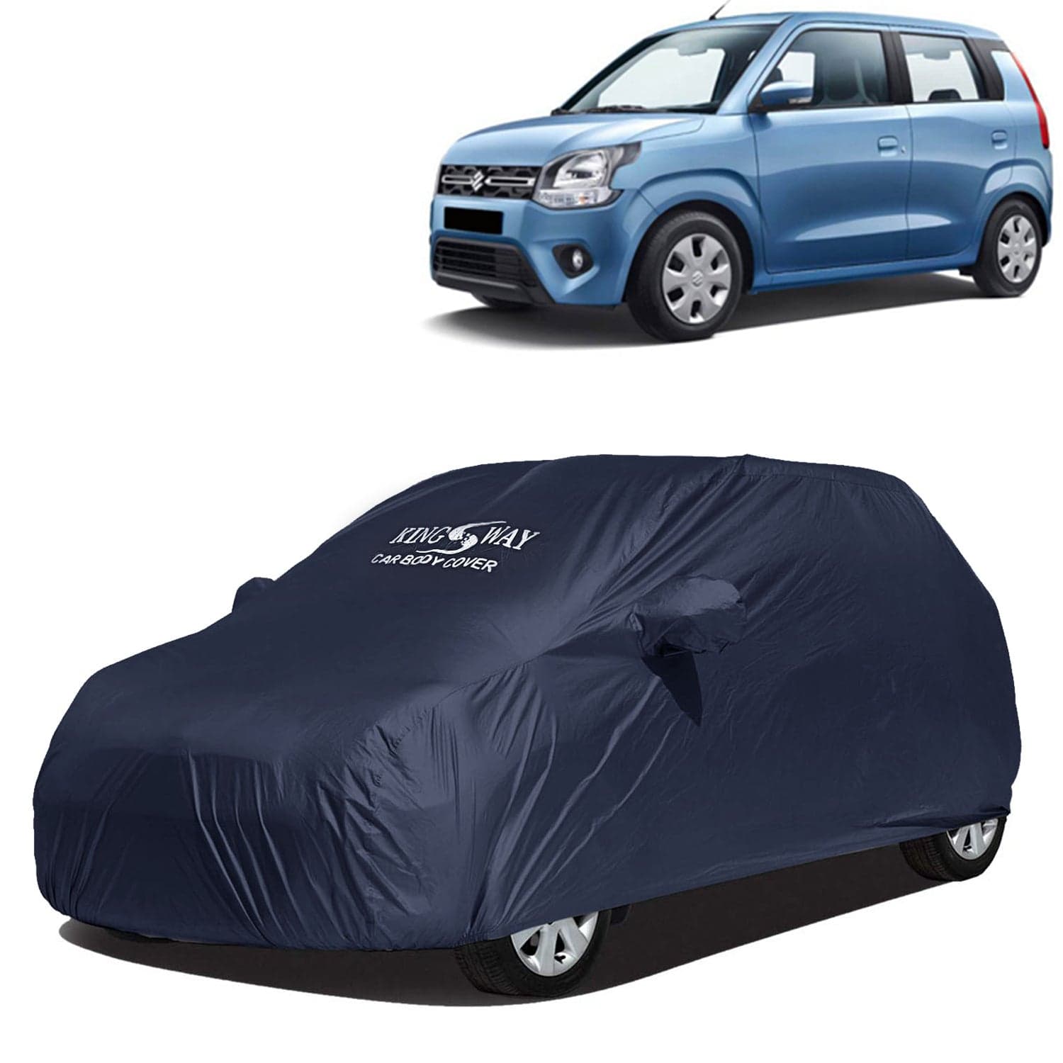 Accessories Waterproof Car Cover Only Compatible with Maruti Suzuki Wagon R Year 2019 Onwards, Mirror Pockets, All Weather, Bird Poop, Scratch and UV Protection Car Body Cover, Grey