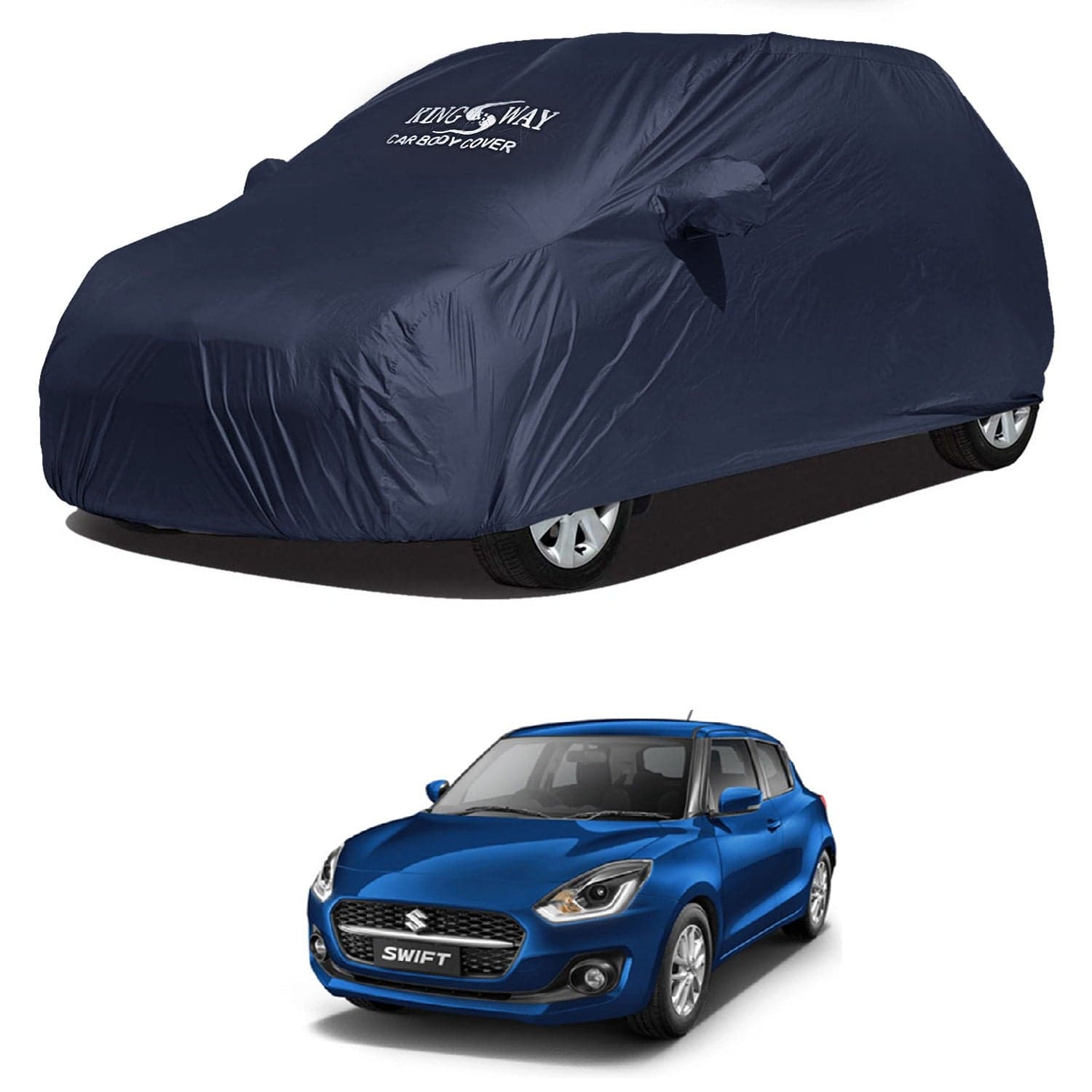 Accessories Waterproof Car Cover Only Compatible with Maruti Suzuki Swift Year 2021 to 2024, Mirror Pockets, Bird Poop, All Weather, Scratch and UV Protection Car Body Cover, Grey