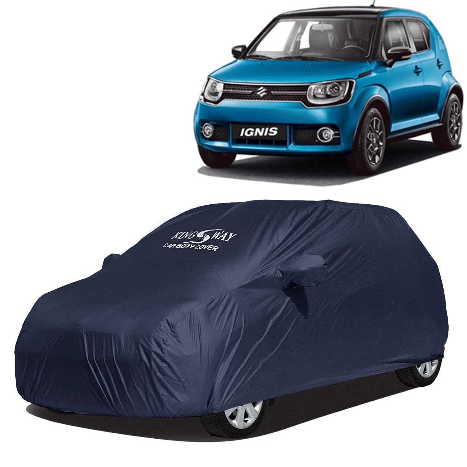 Accessories Waterproof Car Cover Only Compatible with Maruti Suzuki Ignis Year 2016 Onwards, Mirror Pockets, All Weather, Bird Poop, Scratch and UV Protection Car Body Cover, Grey