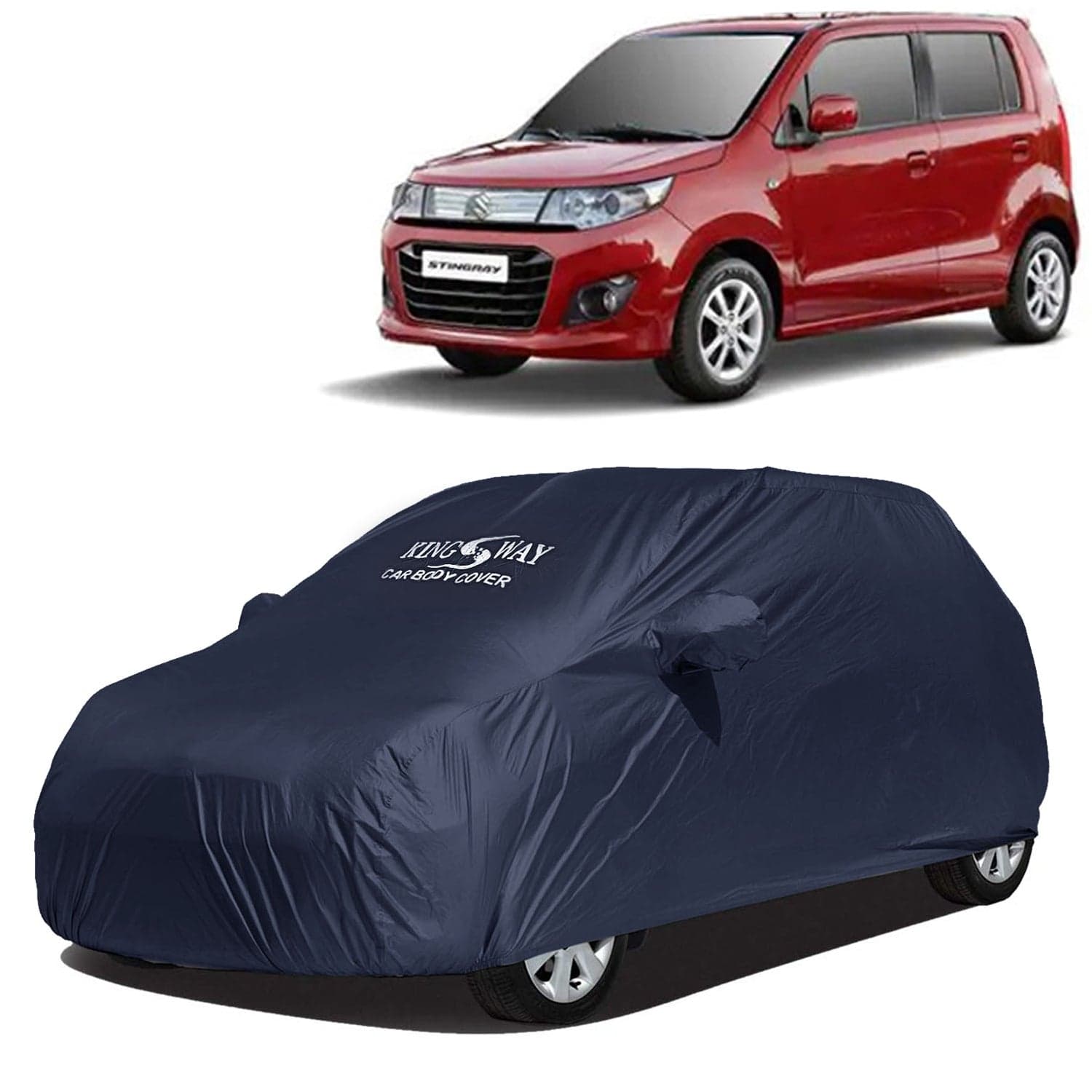Accessories Waterproof Car Cover Only Compatible with Maruti Suzuki Wagon R Stingray Year 2014 to 2018, Mirror Pockets, All Weather, Bird Poop, Scratch and UV Protection Car Body Cover, Grey