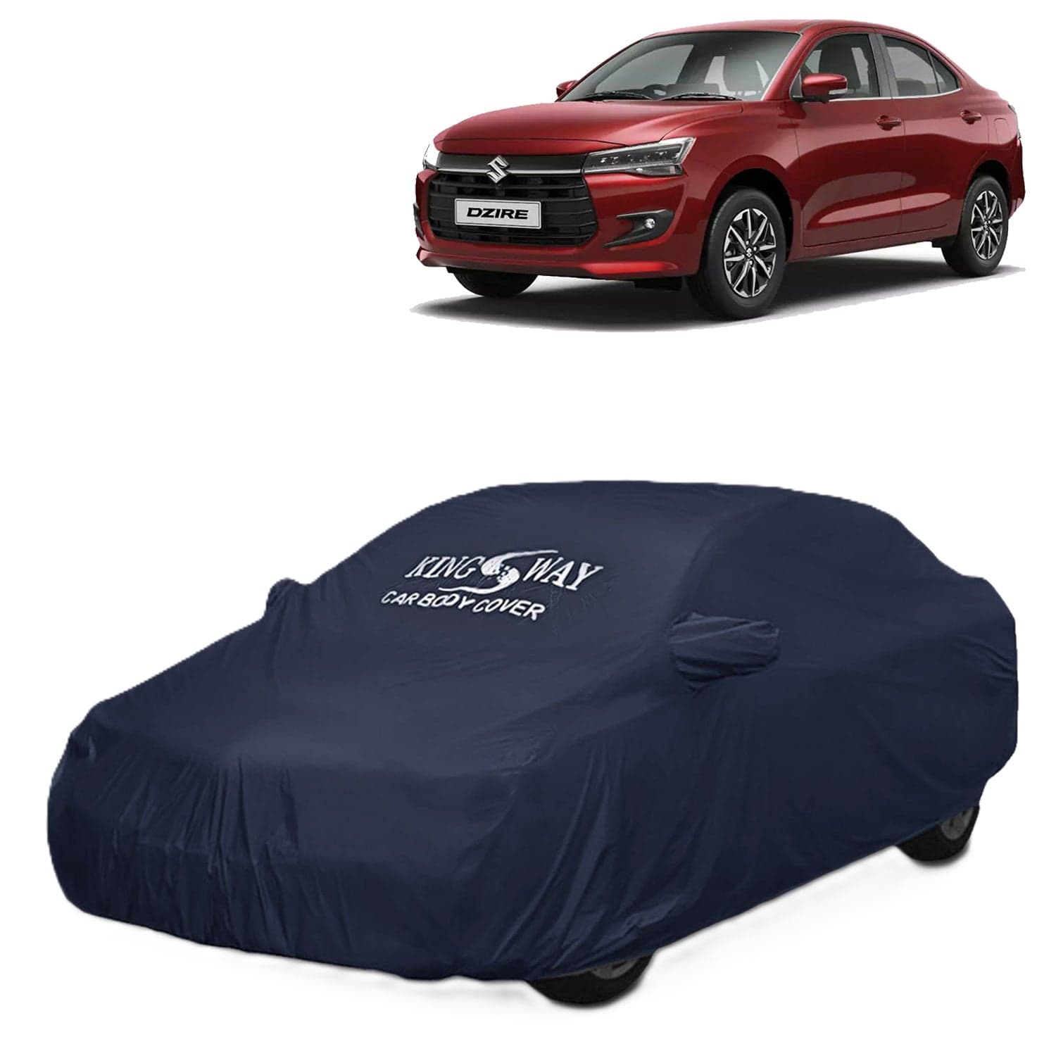 Accessories Waterproof Car Cover Only Compatible with Maruti Suzuki Dzire Year 2024 Onwards, Mirror Pockets, All Weather, Bird Poop, Scratch and UV Protection Car Body Cover, Grey