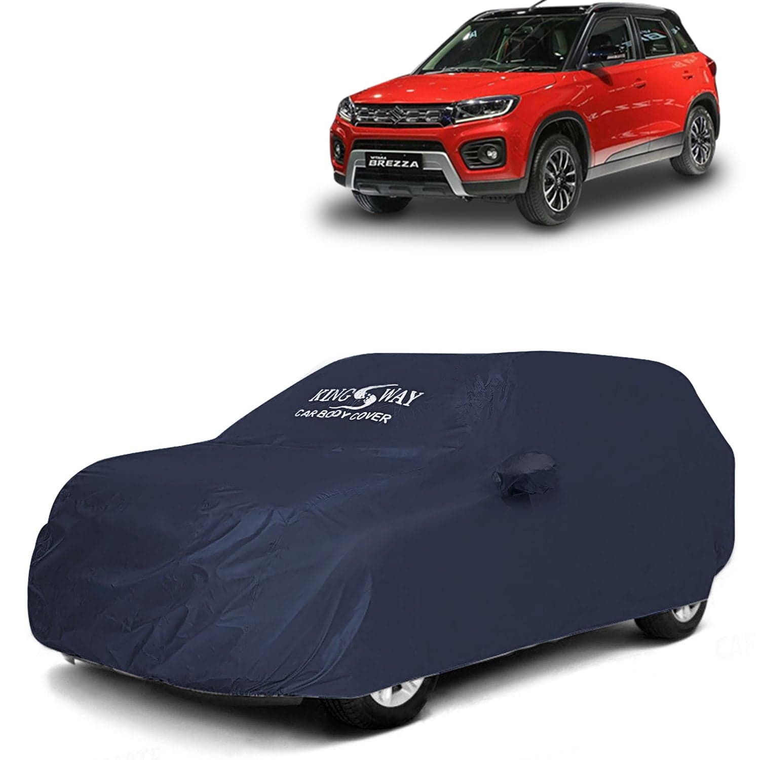 Accessories Waterproof Car Cover Only Compatible with Maruti Suzuki Vitara Brezza Year 2020 to 2022, Mirror Pockets, All Weather, Bird Poop, Scratch and UV Protection Car Body Cover, Grey