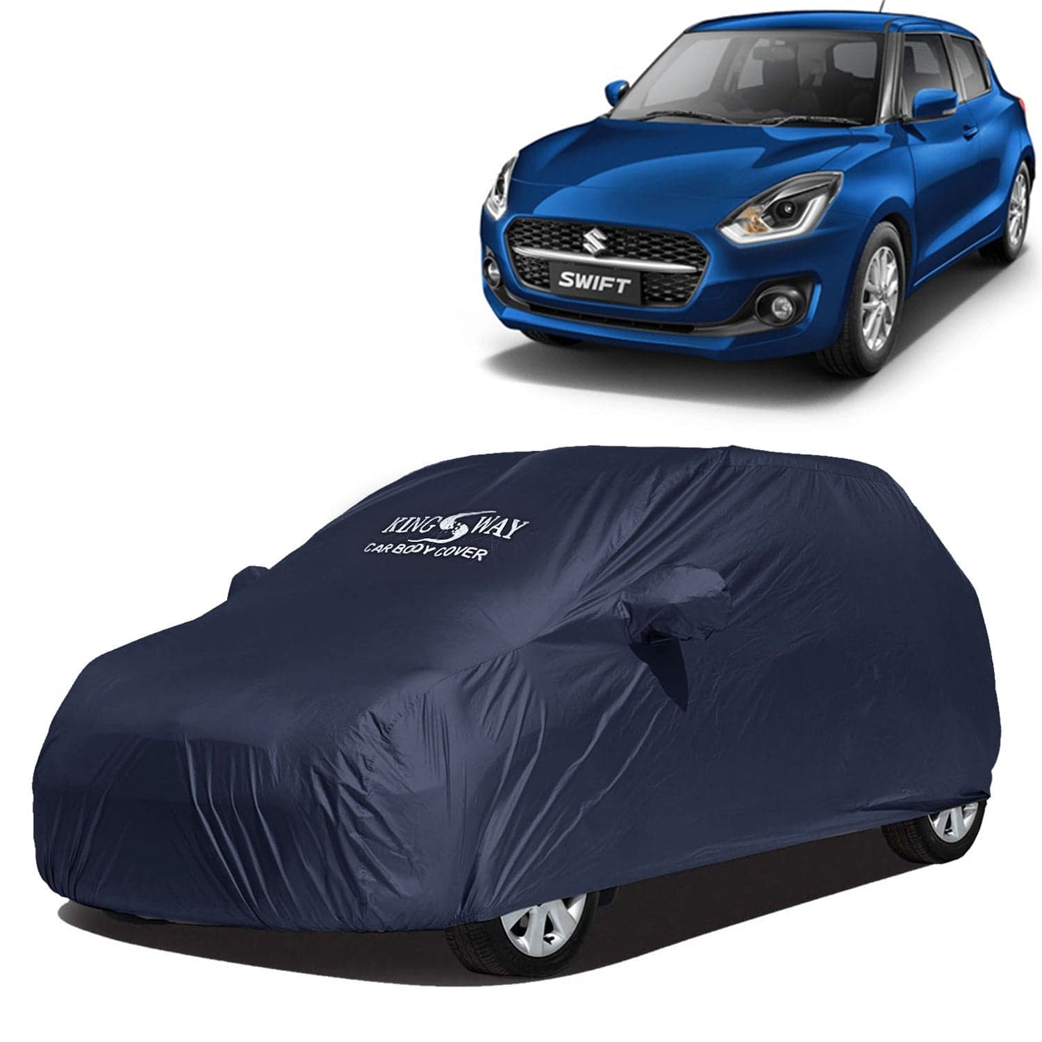 Accessories Waterproof Car Cover Only Compatible with Maruti Suzuki Swift Year 2021 to 2024, Mirror Pockets, All Weather, Bird Poop, Scratch and UV Protection Car Body Cover, Grey