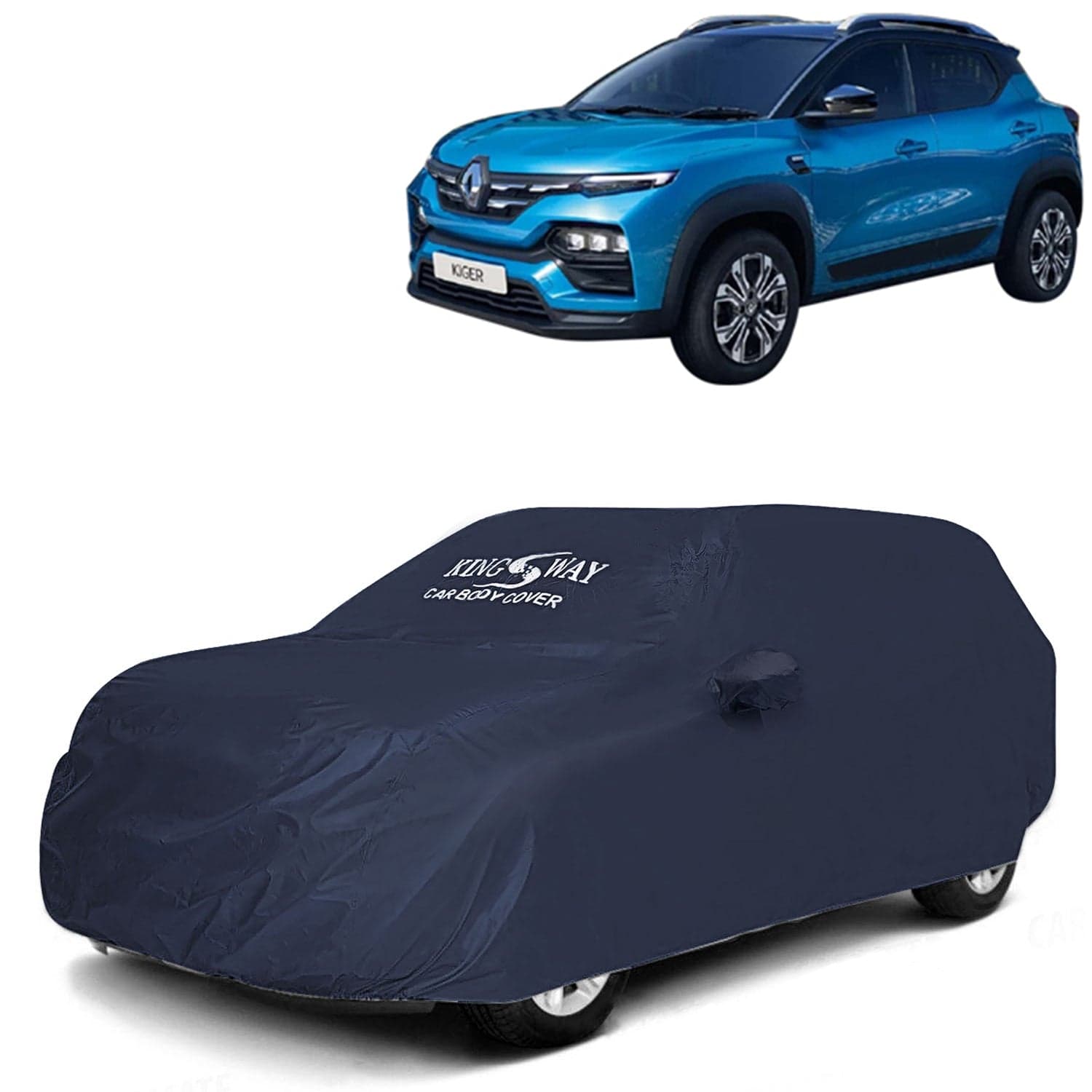 Accessories Waterproof Car Cover Only Compatible with Renault Kiger Year 2021 to 2025, Mirror Pockets, All Weather, Bird Poop, Scratch and UV Protection Car Body Cover, Grey