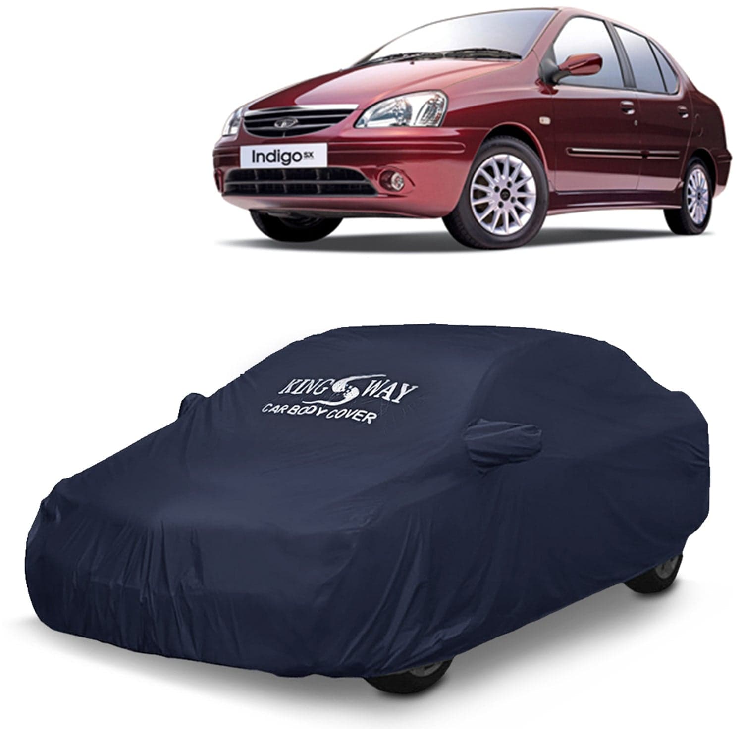Accessories Waterproof Car Cover Only Compatible with Tata Indigo Year 2002 to 2009, Mirror Pockets, All Weather, Bird Poop, Scratch and UV Protection Car Body Cover, Grey