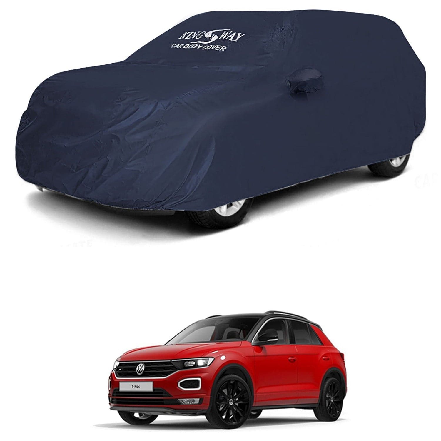 Accessories Waterproof Car Cover Only Compatible with Volkswagen T Roc Year 2020 to 2021, Mirror Pockets, Bird Poop, All Weather, Scratch and UV Protection Car Body Cover, Grey