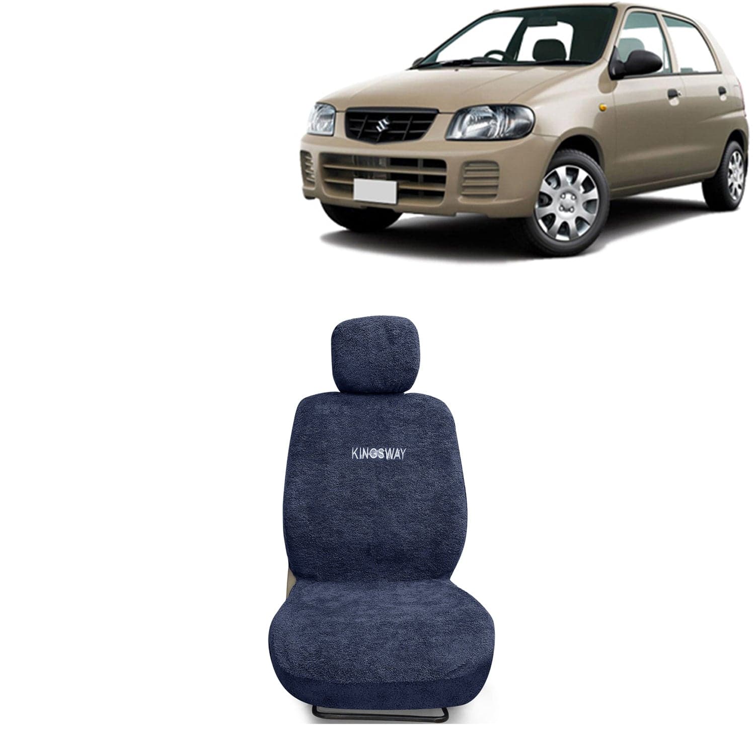Alto 800 Seat Cover for (Year 2000 to 2012) All Model, Towel Fabric Car Seat Covers Compatible with Maruti Suzuki Alto 800, Complete Set (Car Specific Front + Rear Seat Covers), Grey Color