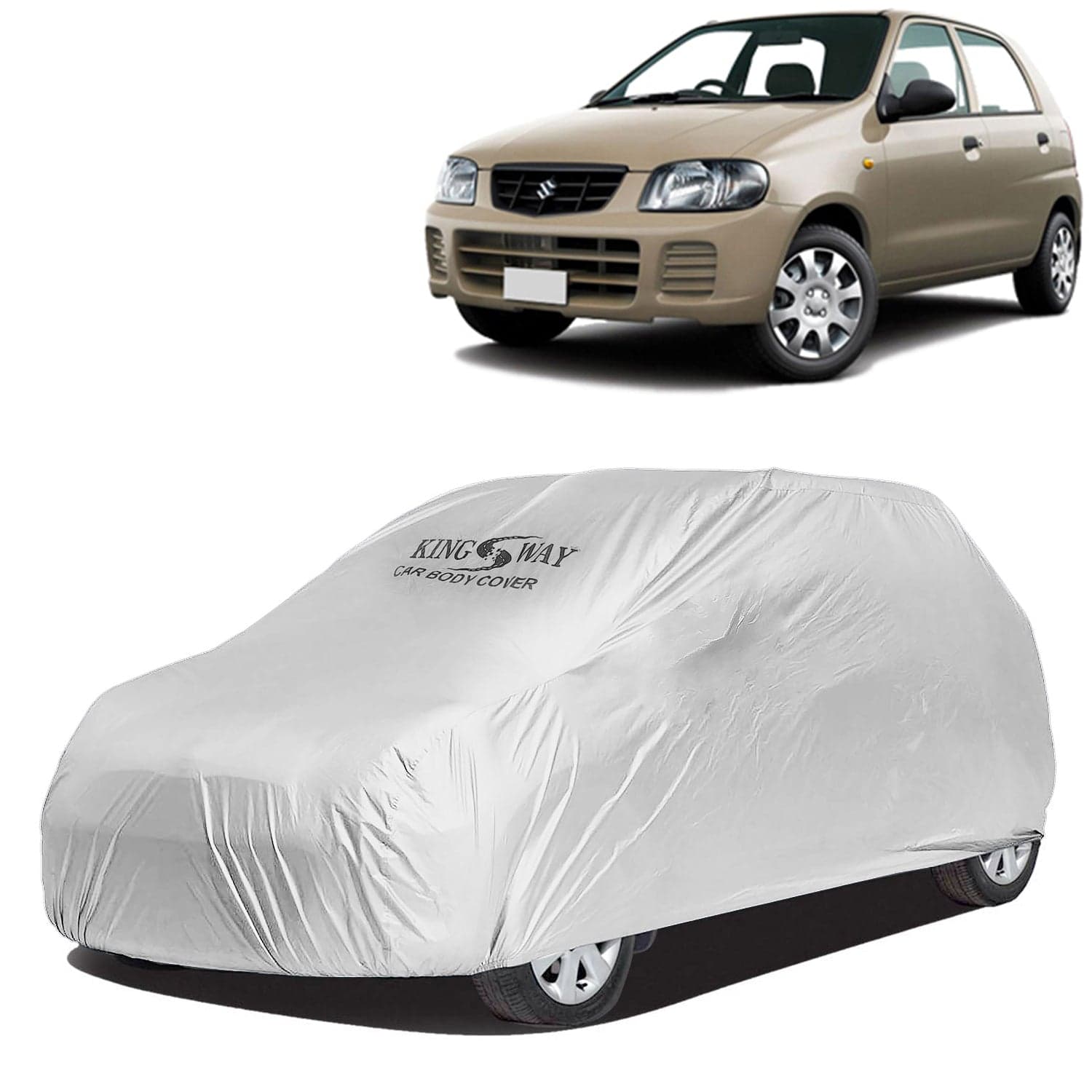 Alto Car Body Cover Dustproof for (Year 2000 to 2012) All Model, Compatible with Maruti Suzuki Alto Car Cover, Comes with Bird Droppings, Scratch, UV and Paint Protection, Silver Matty
