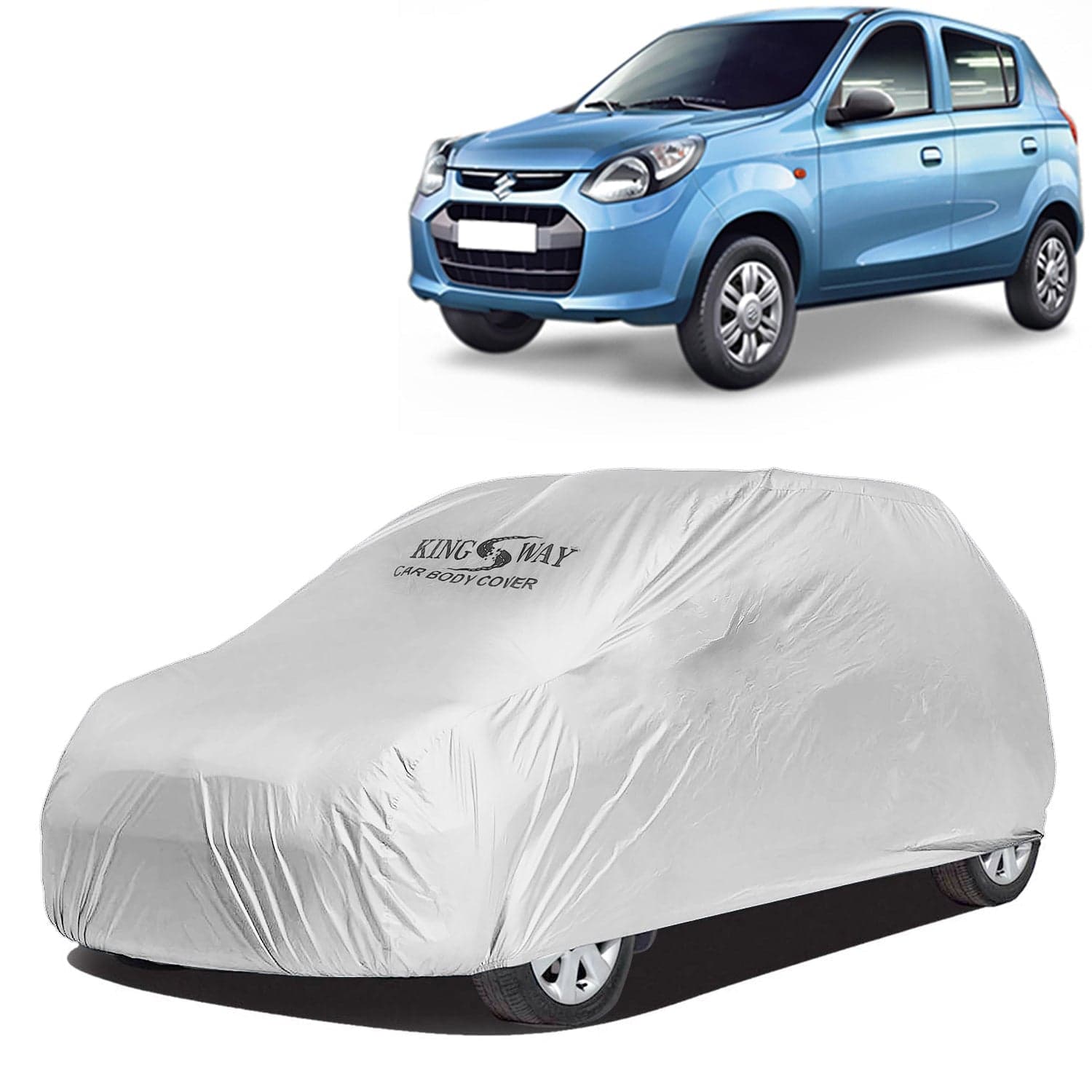 Alto Car Body Cover Dustproof for (Year 2012 Onwards) All Model, Compatible with Maruti Suzuki Alto Car Cover, Comes with Bird Droppings, Scratch, UV and Paint Protection, Silver Matty