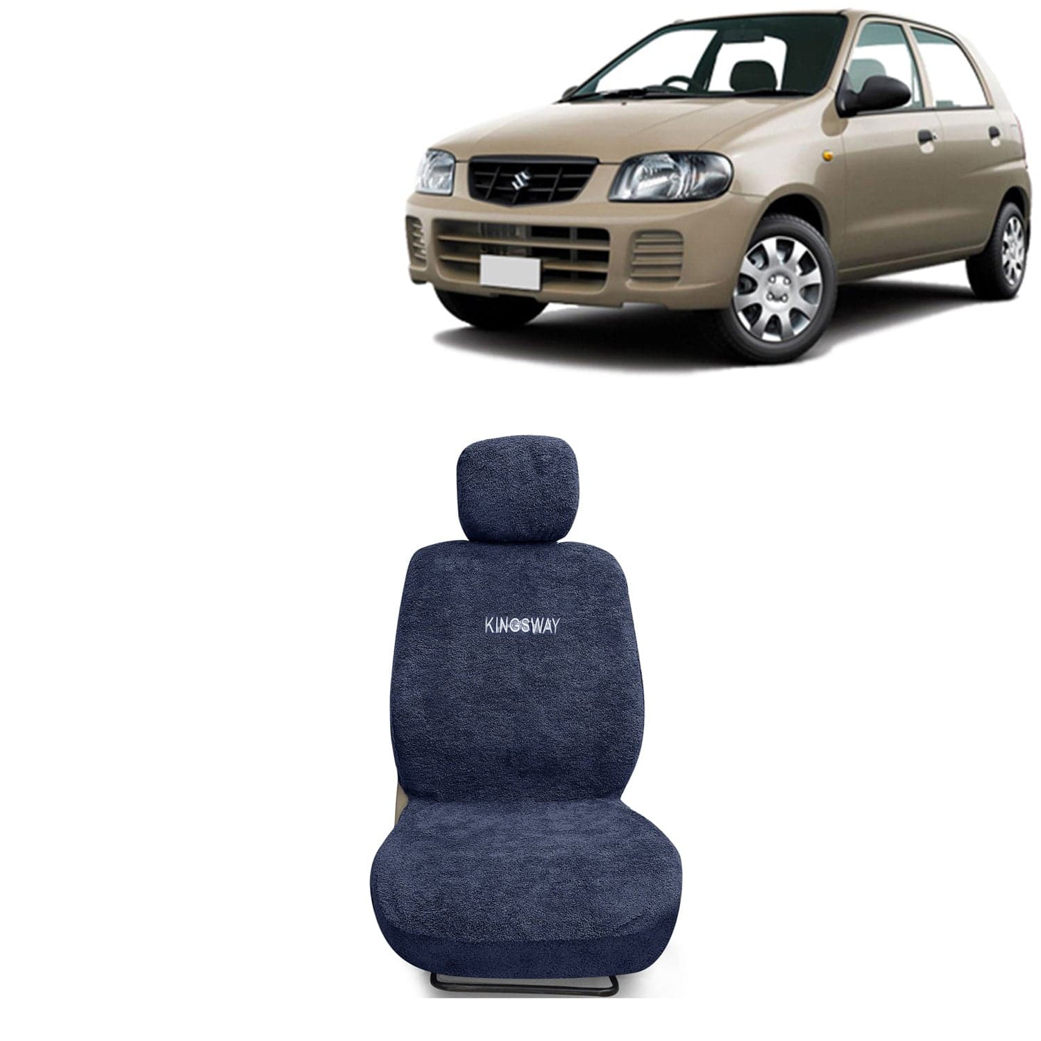 Alto Seat Cover for (Year 2000 to 2012) All Model, Towel Fabric Car Seat Covers Compatible with Maruti Suzuki Alto, Complete Set (Car Specific Front + Rear Seat Covers), Grey Color
