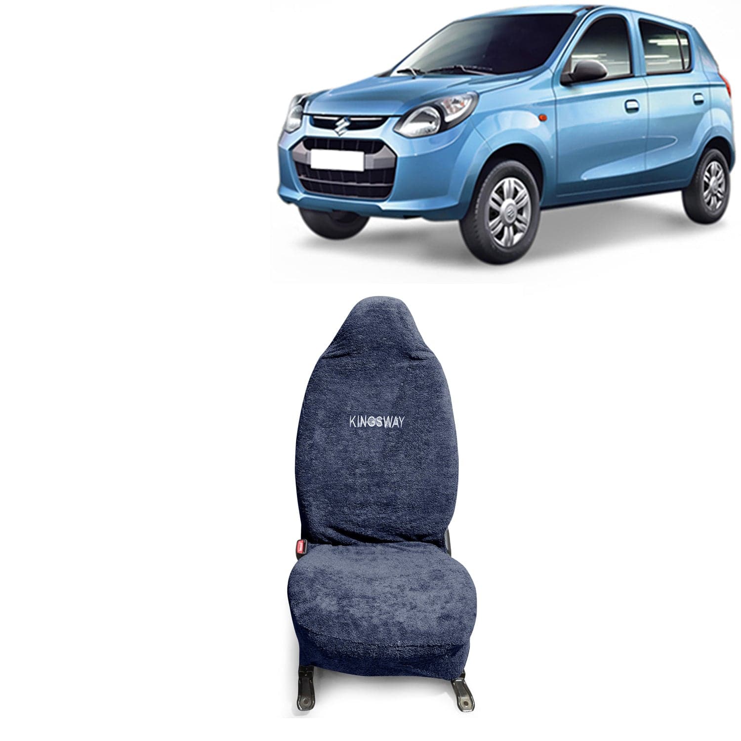 Alto Seat Cover for (Year 2012 Onwards) All Model, Towel Fabric Car Seat Covers Compatible with Maruti Suzuki Alto, Complete Set (Car Specific Front + Rear Seat Covers), Grey Color