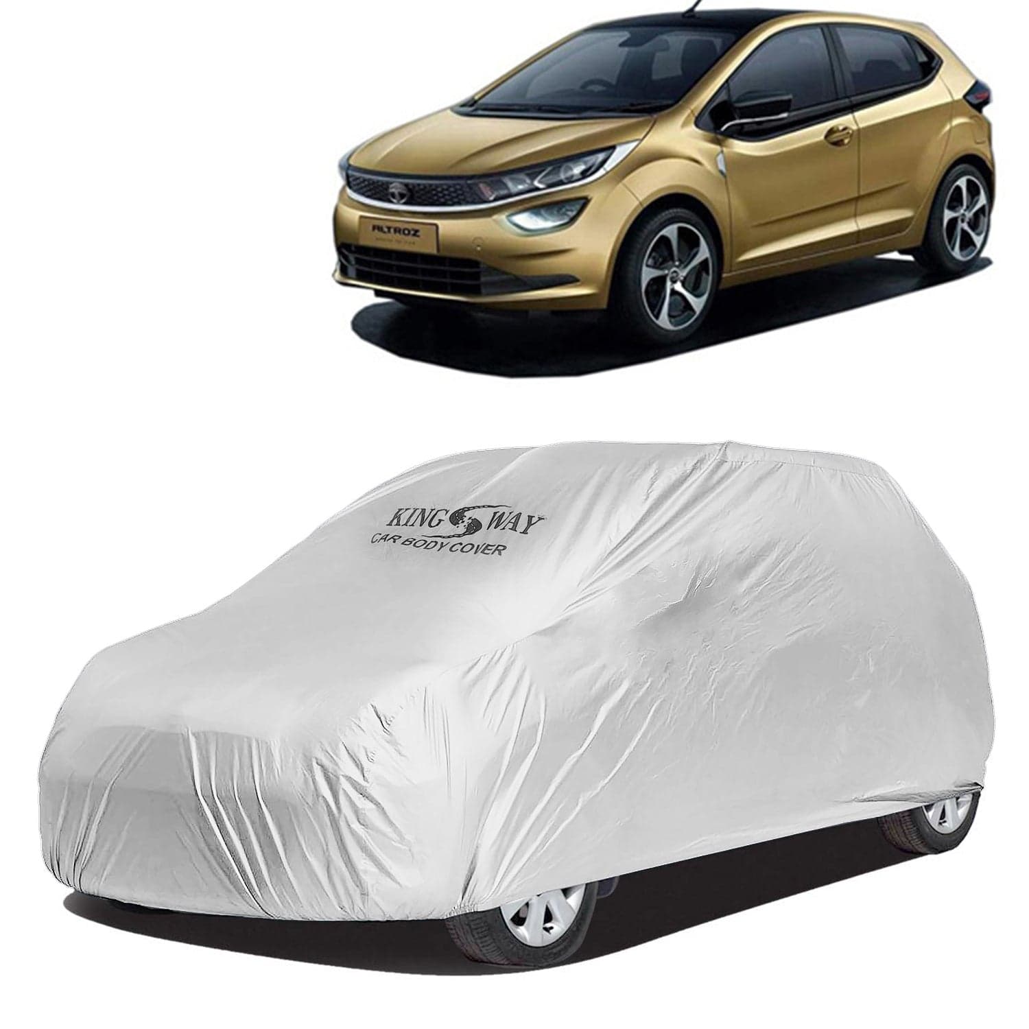 Altroz Car Body Cover Dustproof for (Year 2020 Onwards) All Model, Compatible with Tata Altroz Car Cover, Comes with Bird Droppings, Scratch, UV and Paint Protection, Silver Matty