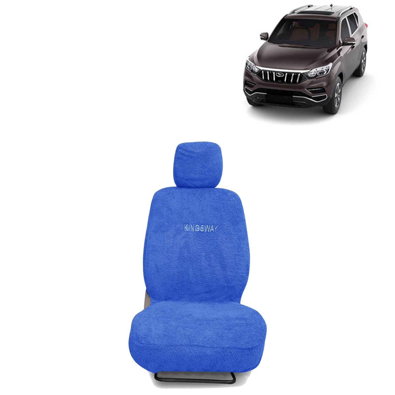 Alturas G4 Seat Cover for (Year 2018 Onwards) All Model, Towel Fabric Car Seat Covers Compatible with Mahindra Alturas G4, Complete Set (Car Specific Front + Rear Seat Covers), Blue Color