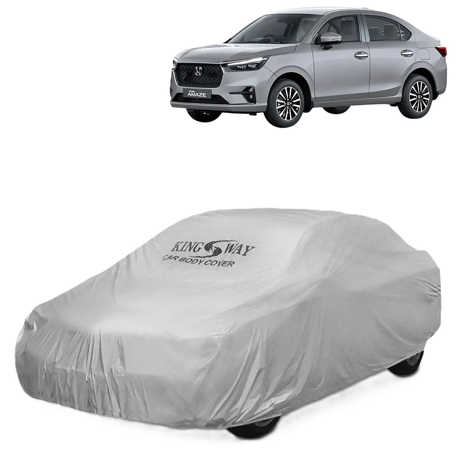 Amaze Car Body Cover Dustproof for (Year 2025 Onwards) All Model, Compatible with Honda Amaze Car Cover, Comes with Bird Droppings, Scratch, UV and Paint Protection, Silver Matty
