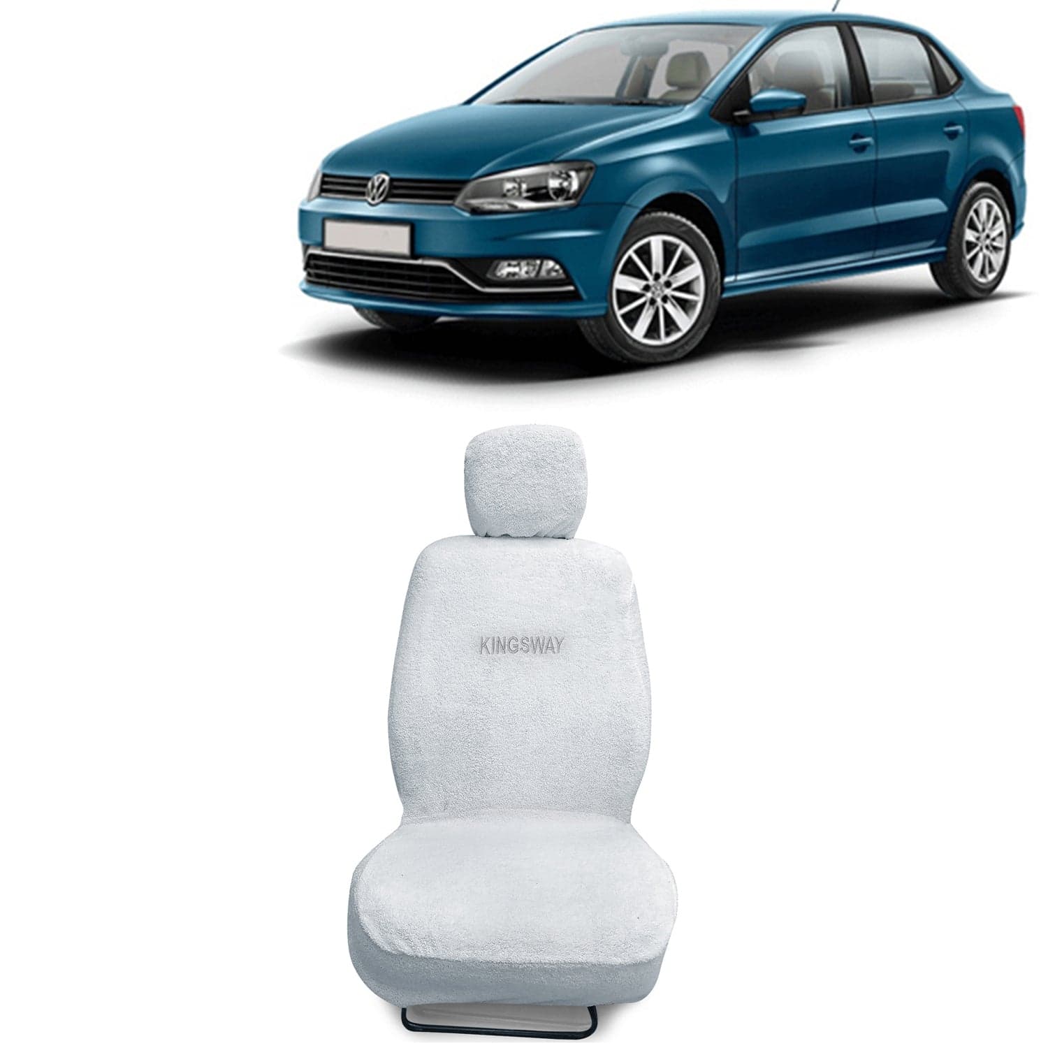 Ameo Seat Cover for (Year 2016 to 2020) All Model, Towel Fabric Car Seat Covers Compatible with Volkswagen Ameo, Complete Set (Car Specific Front + Rear Seat Covers), White Color