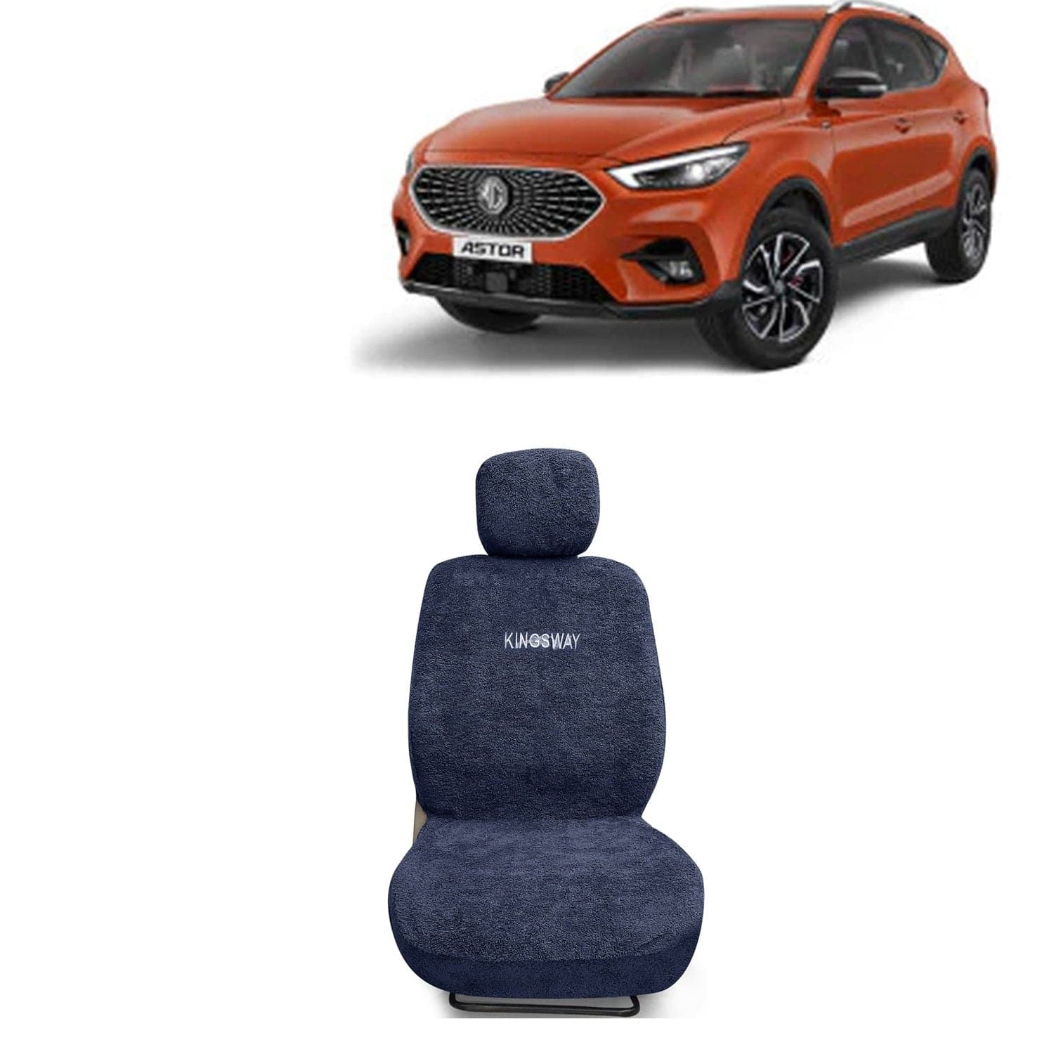 Astor Seat Cover for (Year 2021 Onwards) All Model, Towel Fabric Car Seat Covers Compatible with Morris Garages (MG) Astor, Complete Set (Car Specific Front + Rear Seat Covers), Grey Color