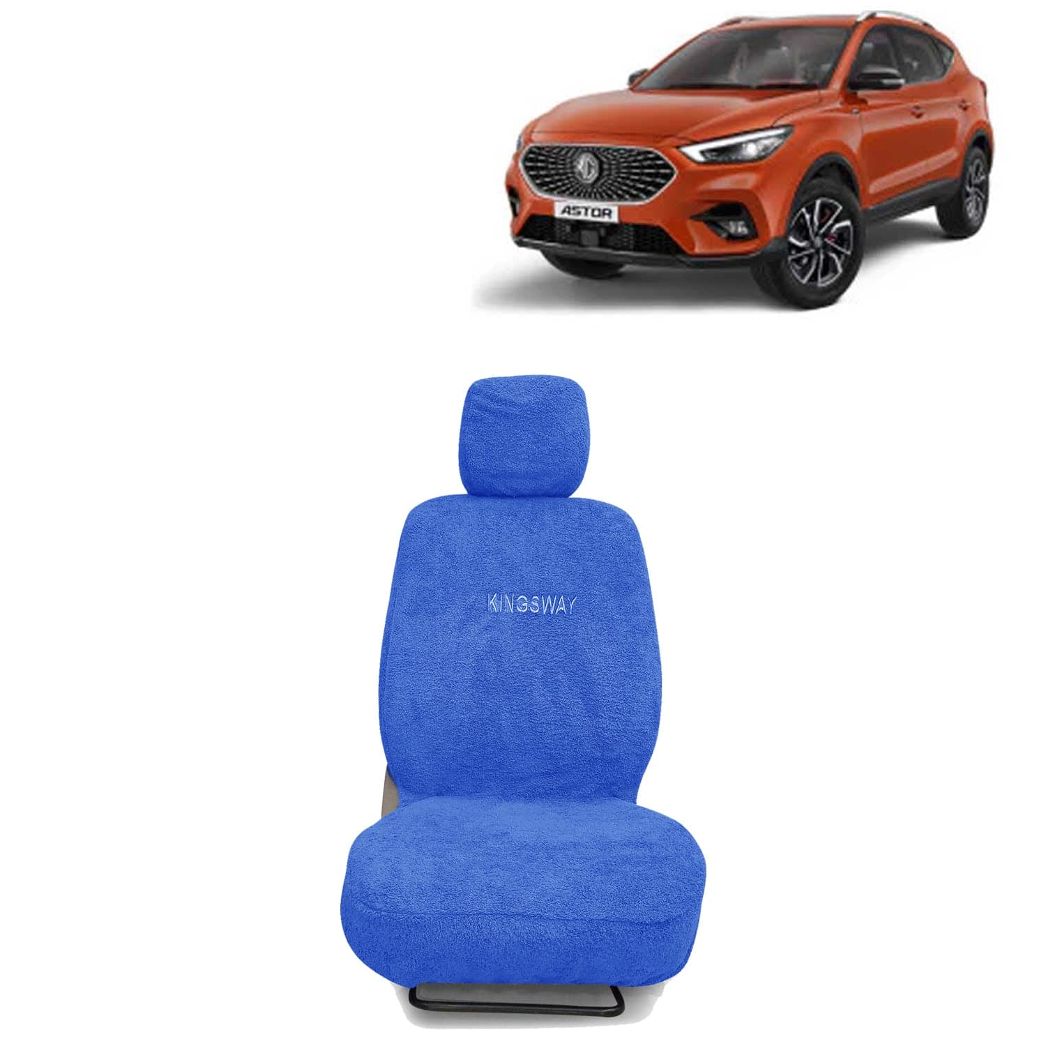 Astor Seat Cover for (Year 2021 Onwards) All Model, Towel Fabric Car Seat Covers Compatible with Morris Garages (MG) Astor, Complete Set (Car Specific Front + Rear Seat Covers), Blue Color