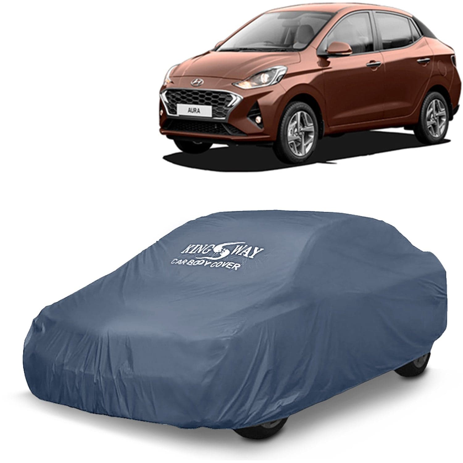 Aura Car Body Cover Dustproof for (Year 2020 to 2022) All Model, Compatible with Hyundai Aura Car Cover, Comes with Bird Droppings, Scratch, UV and Paint Protection, Grey Matty