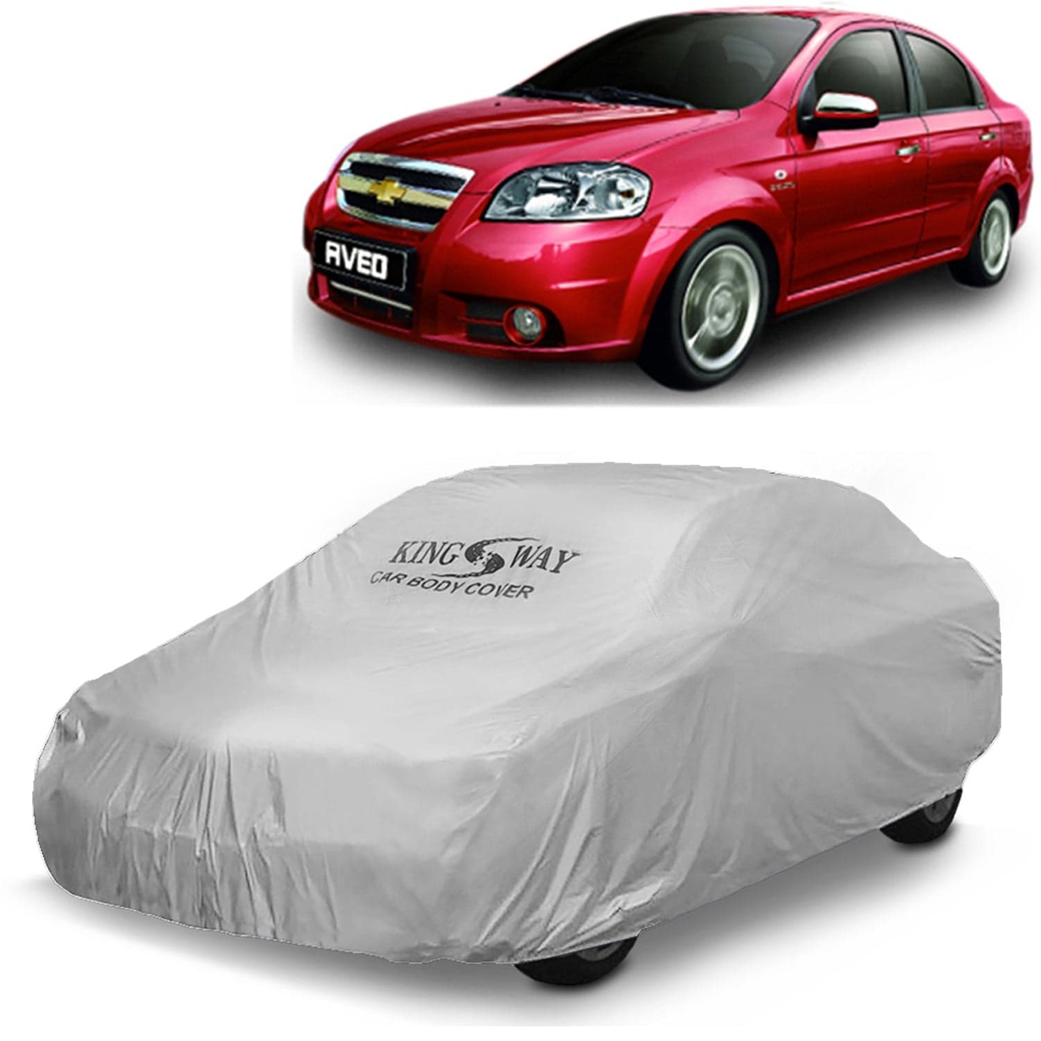 Aveo Car Body Cover Dustproof for (Year 2007 to 2012) All Model, Compatible with Chevrolet Aveo Car Cover, Comes with Bird Droppings, Scratch, UV and Paint Protection, Silver Matty