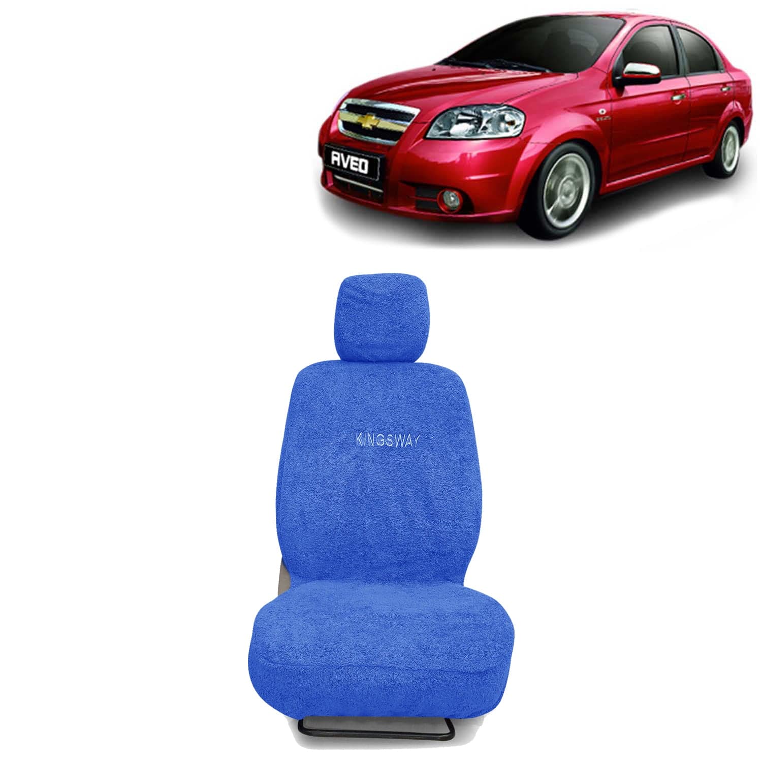 Aveo Seat Cover for (Year 2007 to 2012) All Model, Towel Fabric Car Seat Covers Compatible with Chevrolet Aveo, Complete Set (Car Specific Front + Rear Seat Covers), Blue Color
