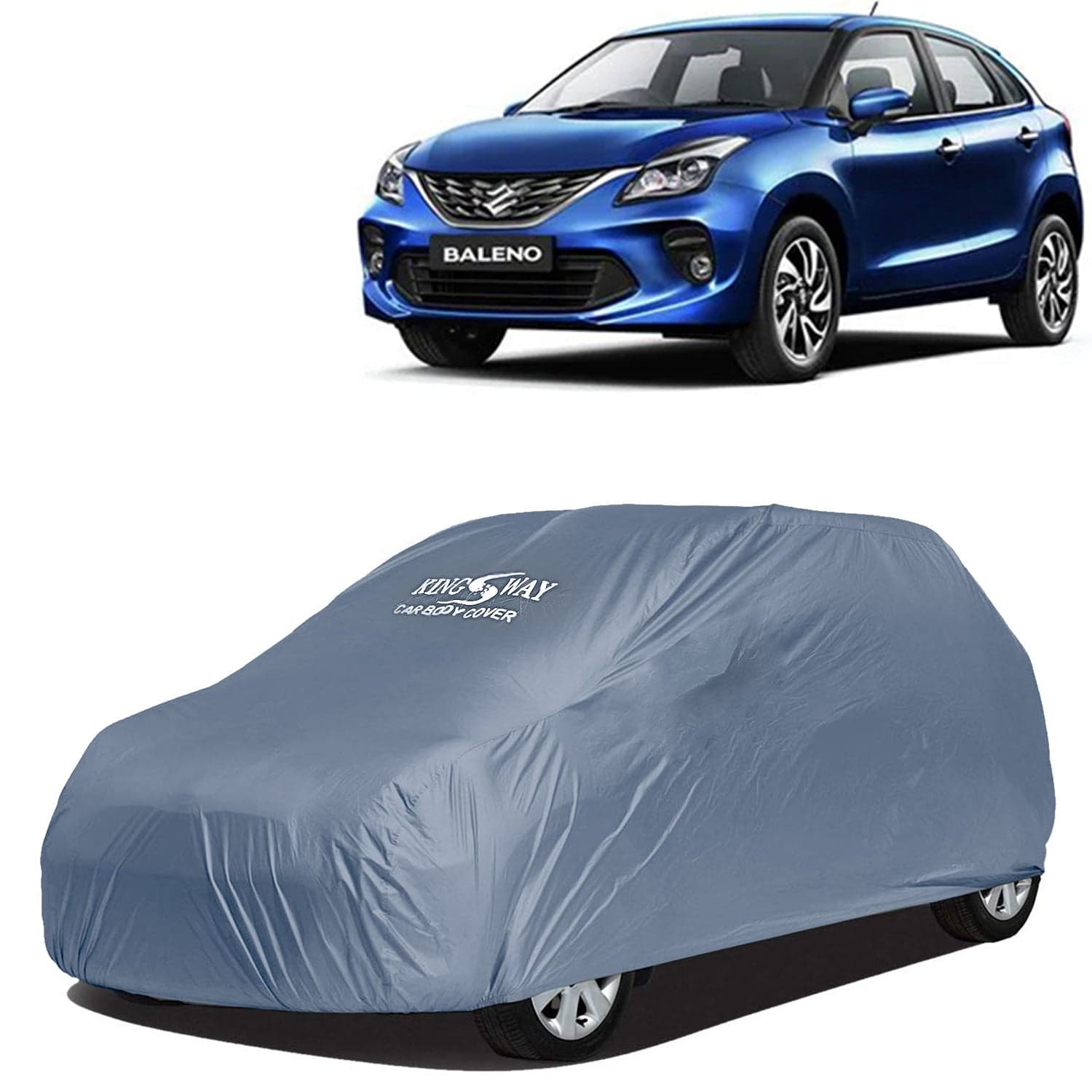 Baleno Car Body Cover Dustproof for (Year 2019 to 2022) All Model, Compatible with Maruti Suzuki Baleno Car Cover, Comes with Bird Droppings, Scratch, UV and Paint Protection, Grey Matty